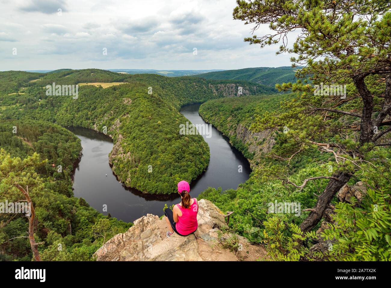 The view of the Vltava river called Maj in Czech Republic. Stock Photo