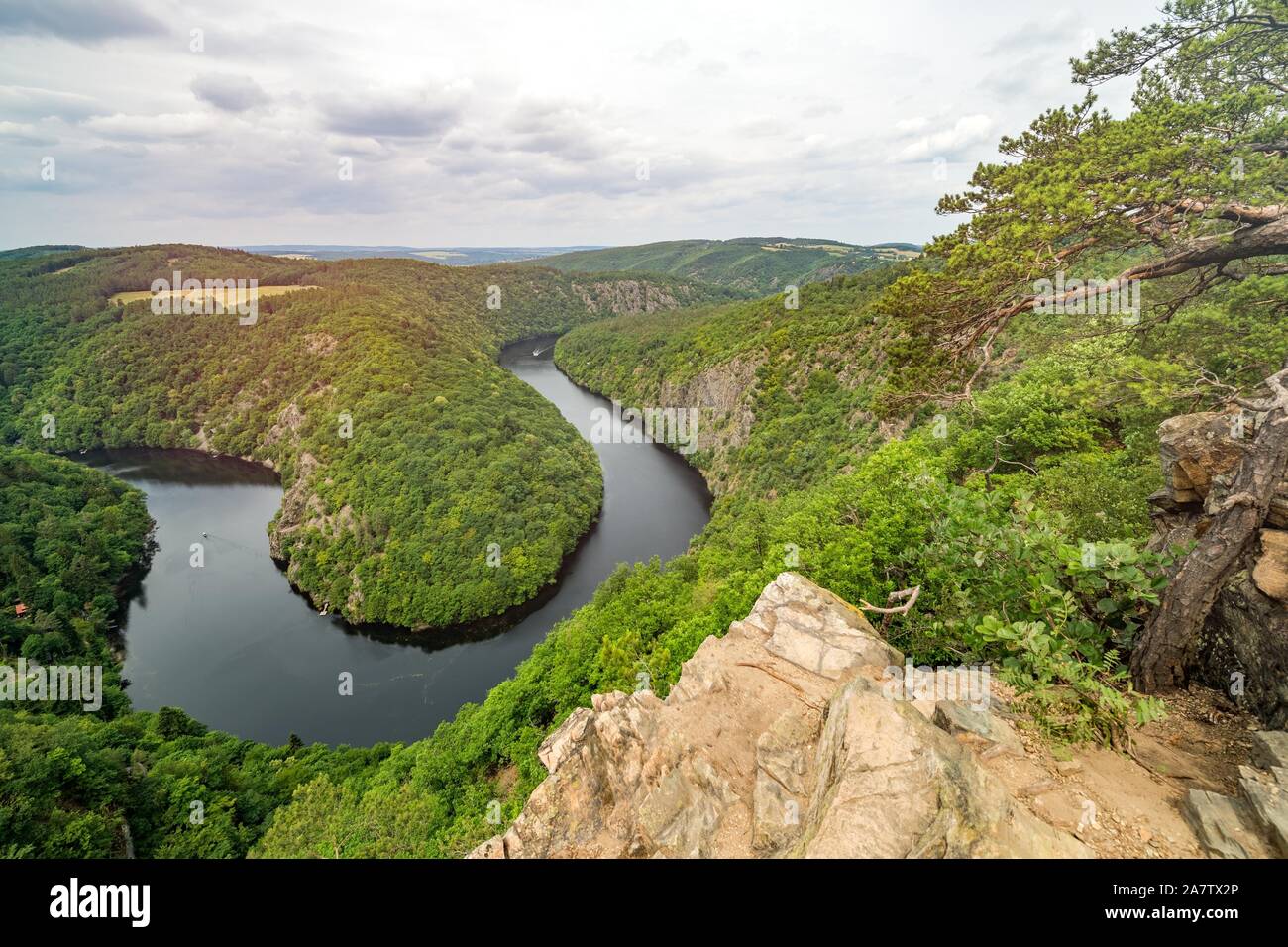 The view of the Vltava river called Maj in Czech Republic. Stock Photo