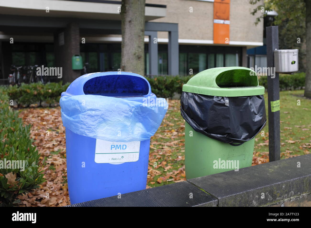 recycling waste bins in Belgium (for paper and general waste Stock Photo -  Alamy