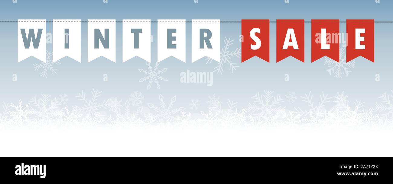 Winter Sale Banner Flags On Snowy Background Vector Illustration