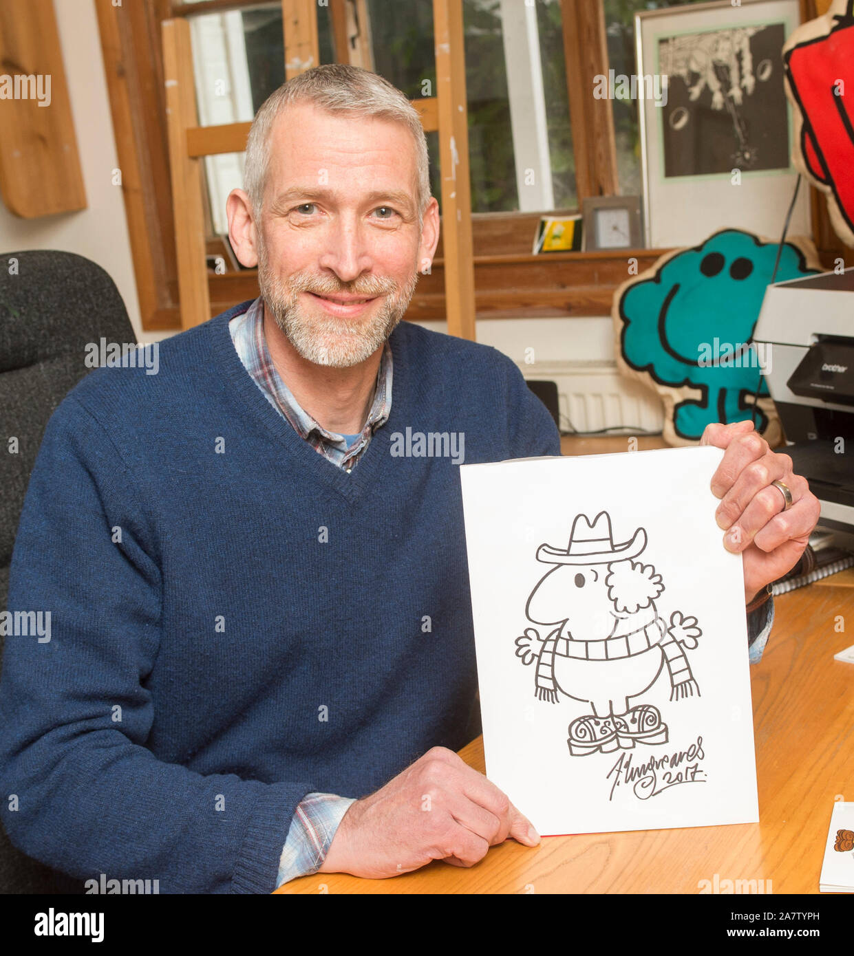 Author and illustrator Adam  Hargreaves  has continued to produce the ‘Mr Men’ books following his father’s death (Roger Hargreaves) and has written a new series of ‘Mr Men’  children’s books with a Doctor Who theme. Stock Photo