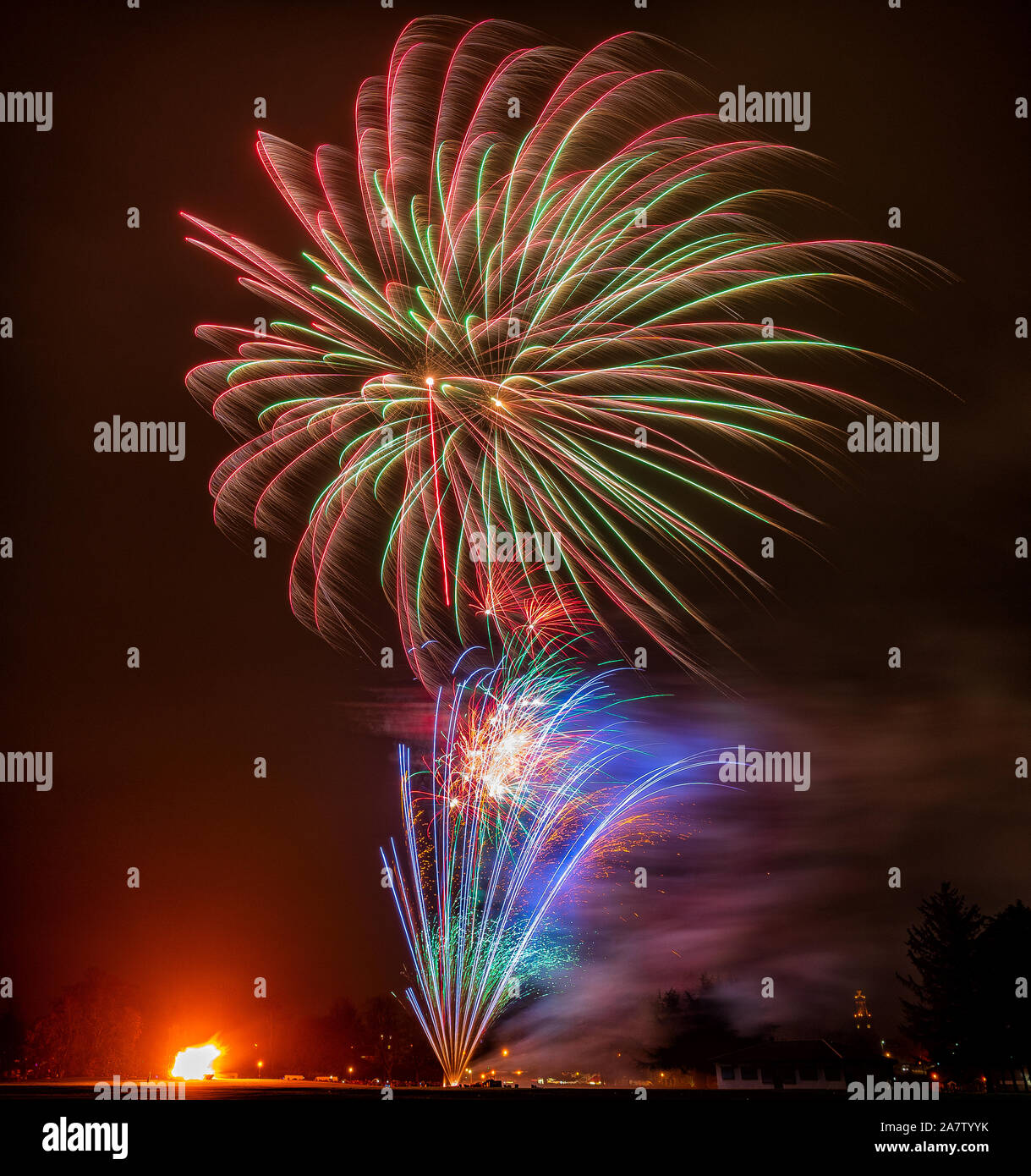 2 November 2019. Cooper park, Elgin, Moray, Scotland, UK. This is the Elgin Rotary Fireworks Display. Stock Photo