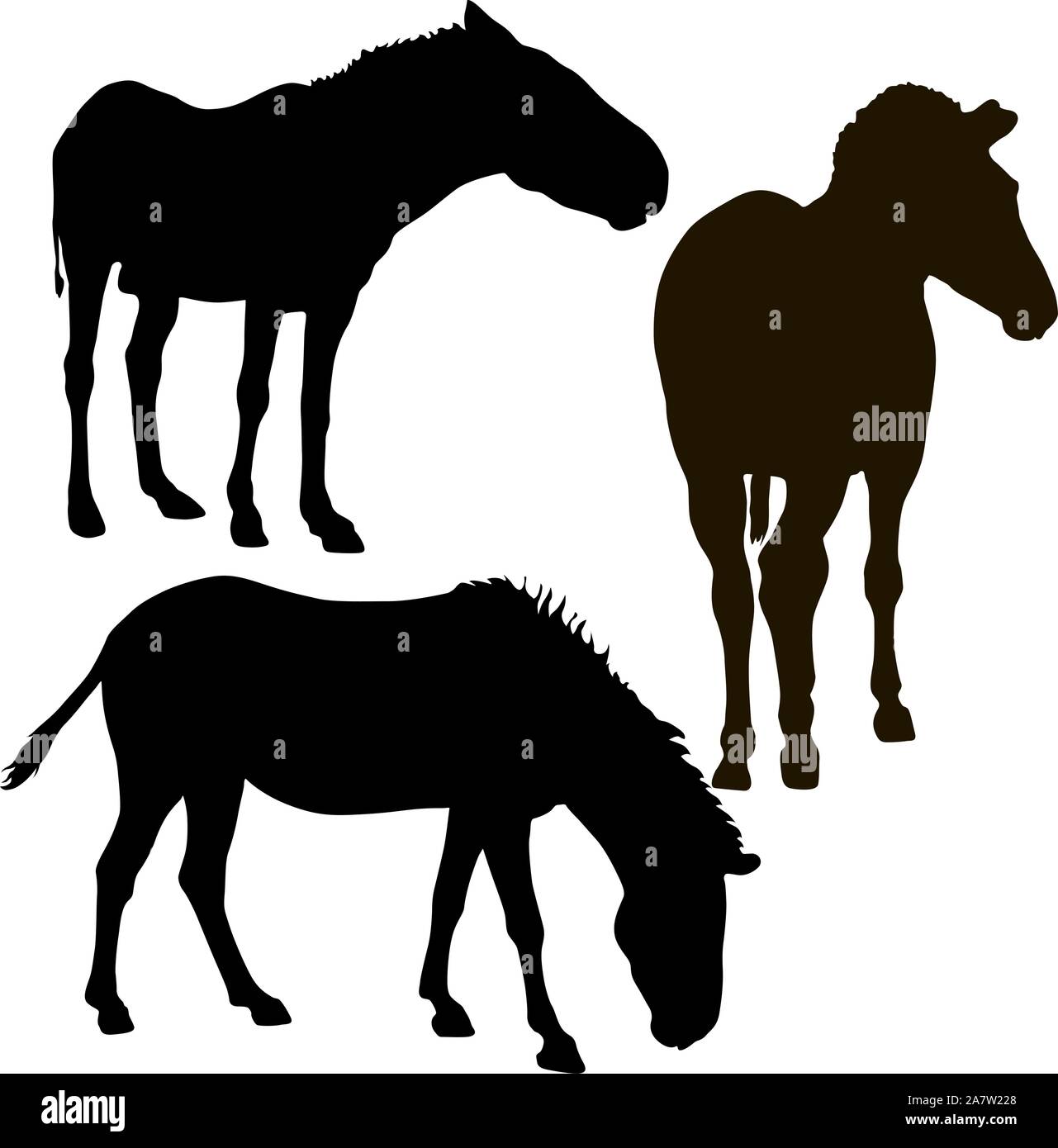 Set Silhouette african zebra on a white background Stock Vector Image ...
