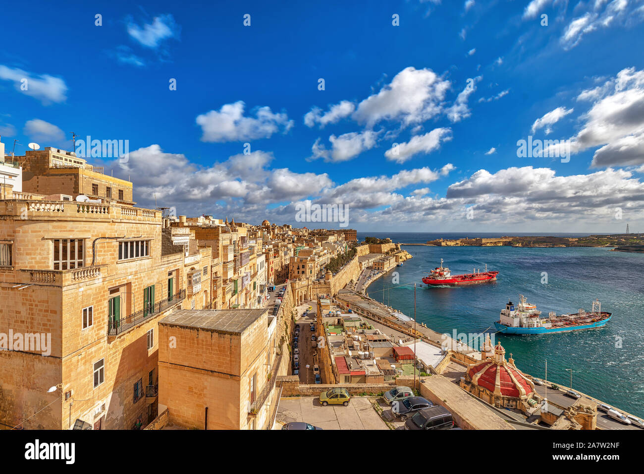 Beautiful Upper Barrakka Gardens in Valletta city, Malta, Europe. Stock Photo