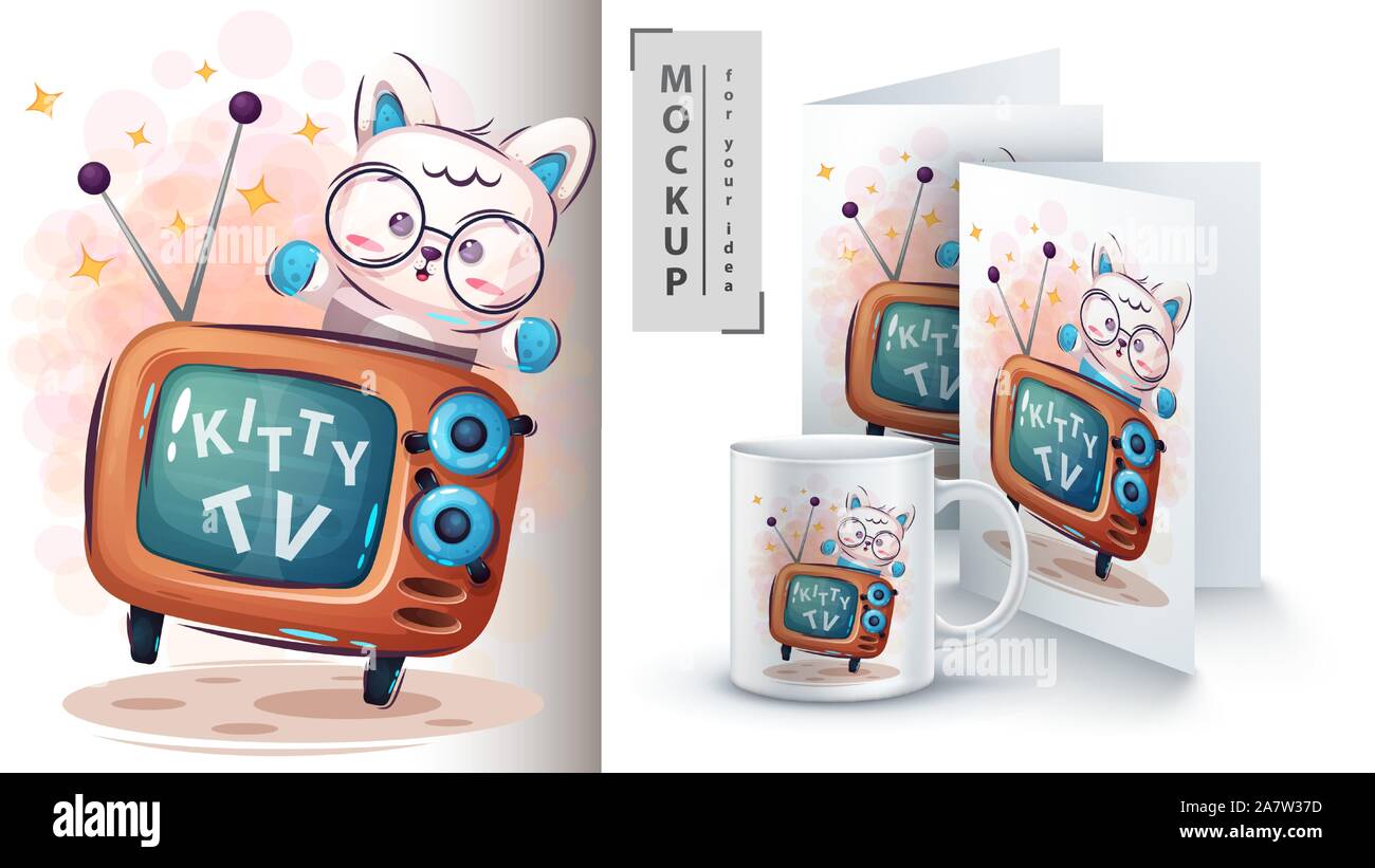 Kitty TV poster and merchandising Stock Vector