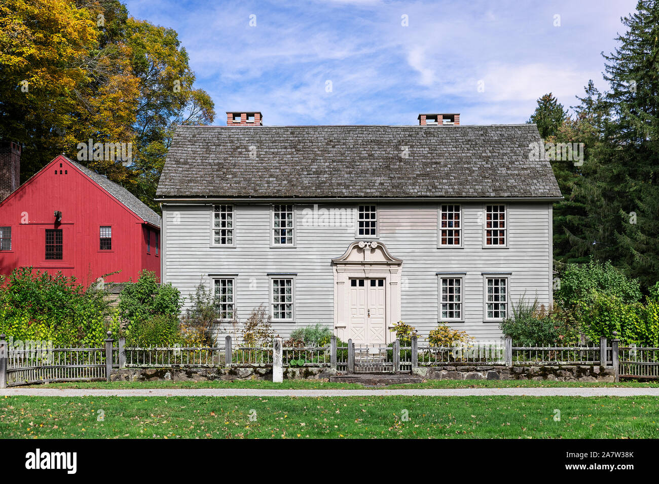 Historic Mission House originally occupied by the Reverand John Sergeant, missionary to the Mohican Indians, Stockbridge, Massachusetts, USA. Stock Photo