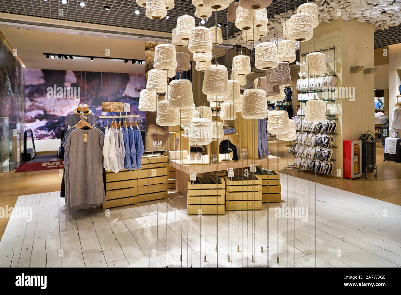 SHENZHEN, CHINA - APRIL 21, 2019: interior shot of MUJI Store at MUJI HOTEL SHENZHEN. Stock Photo