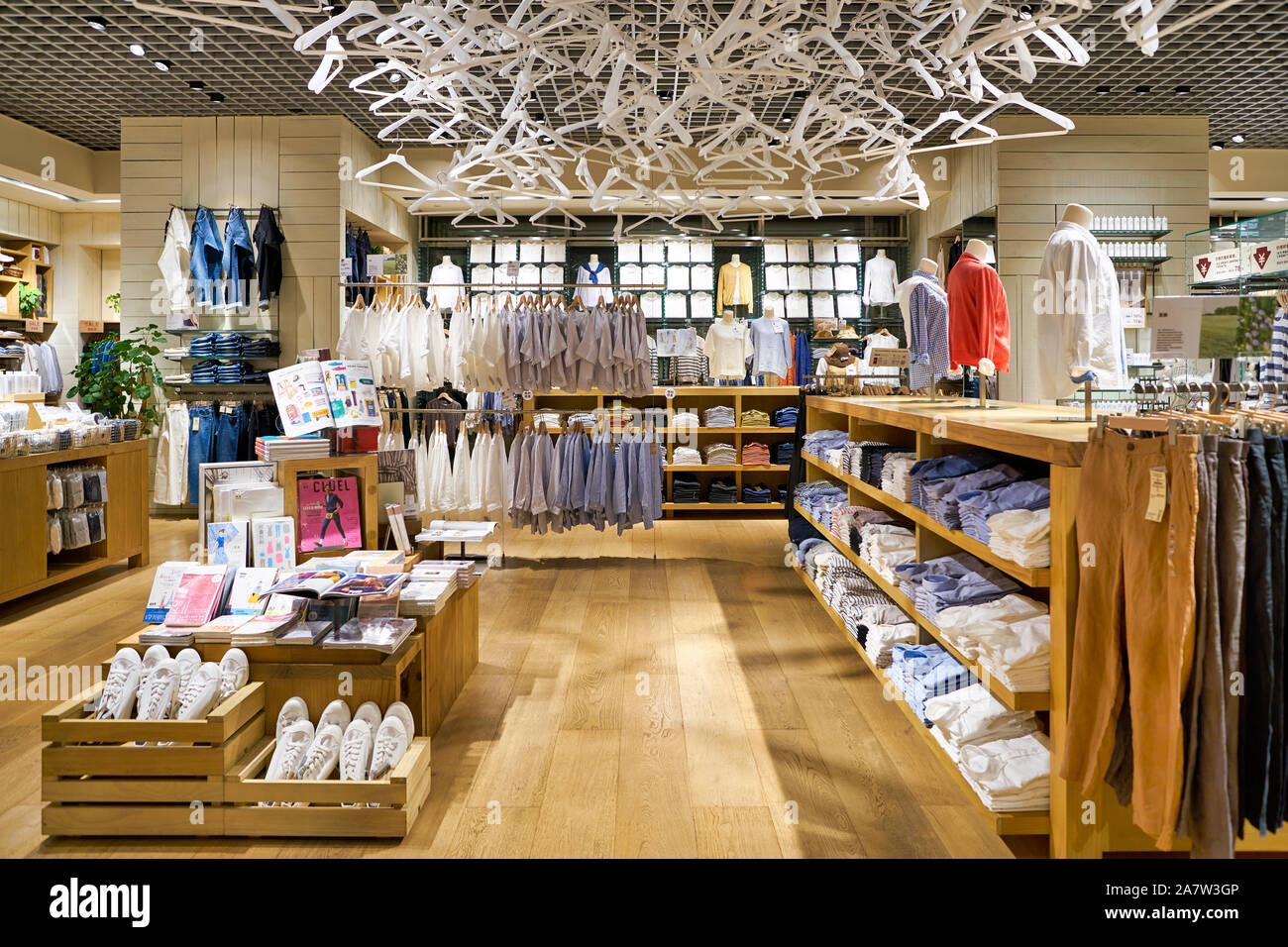 SHENZHEN, CHINA - APRIL 21, 2019: interior shot of MUJI Store at MUJI HOTEL SHENZHEN. Stock Photo