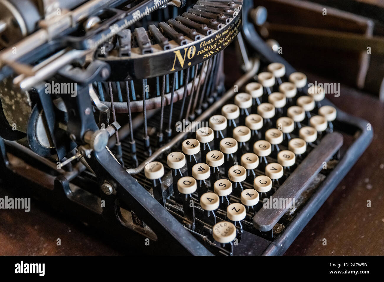 Old fashioned antique typewriter. Stock Photo