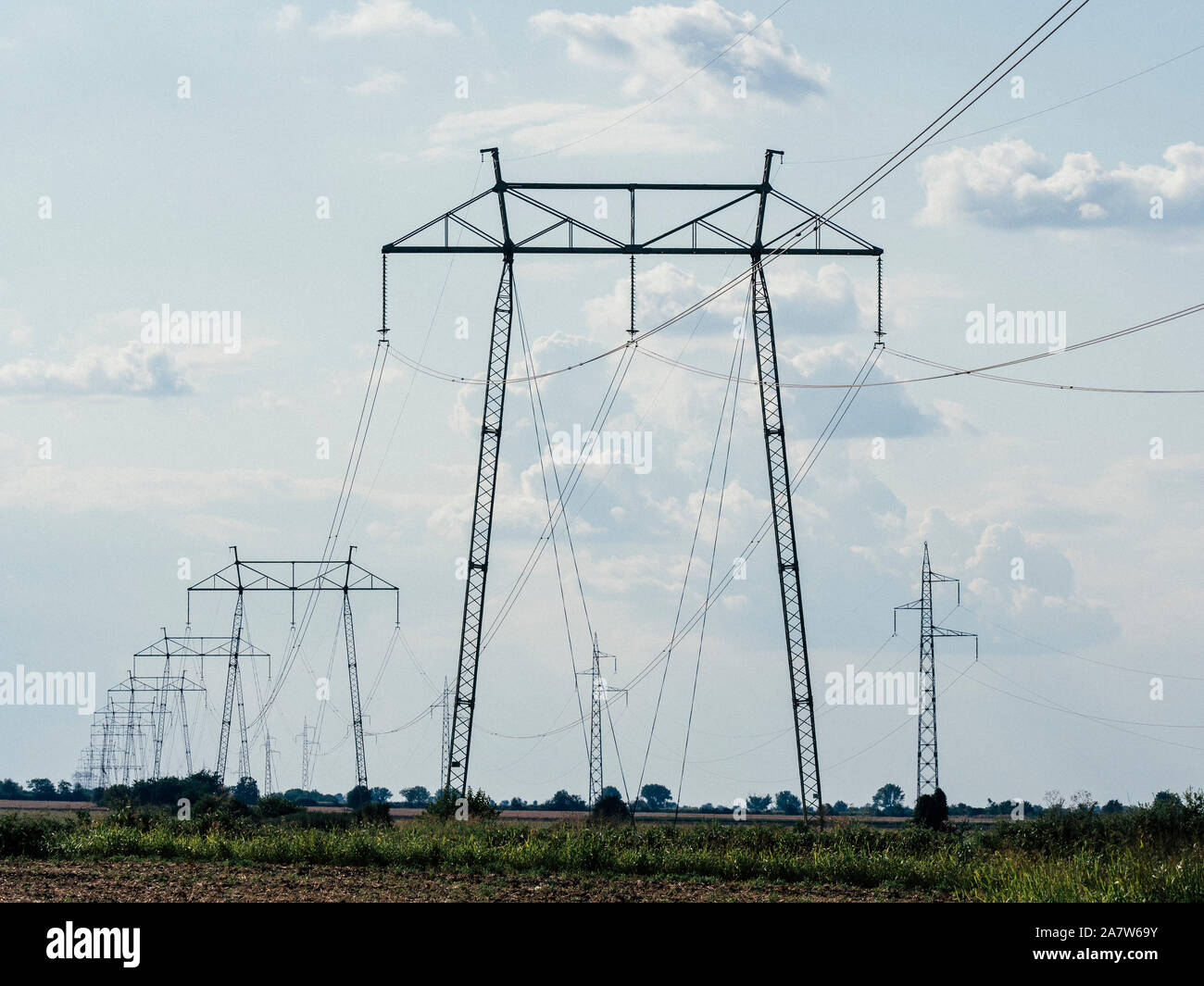 Electrical pylons in summer hi-res stock photography and images - Alamy