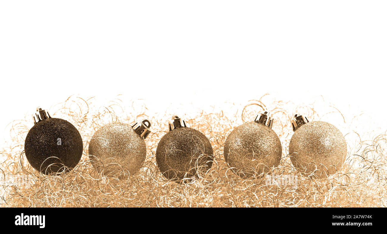 Christmas tree balls on angel hair Stock Photo