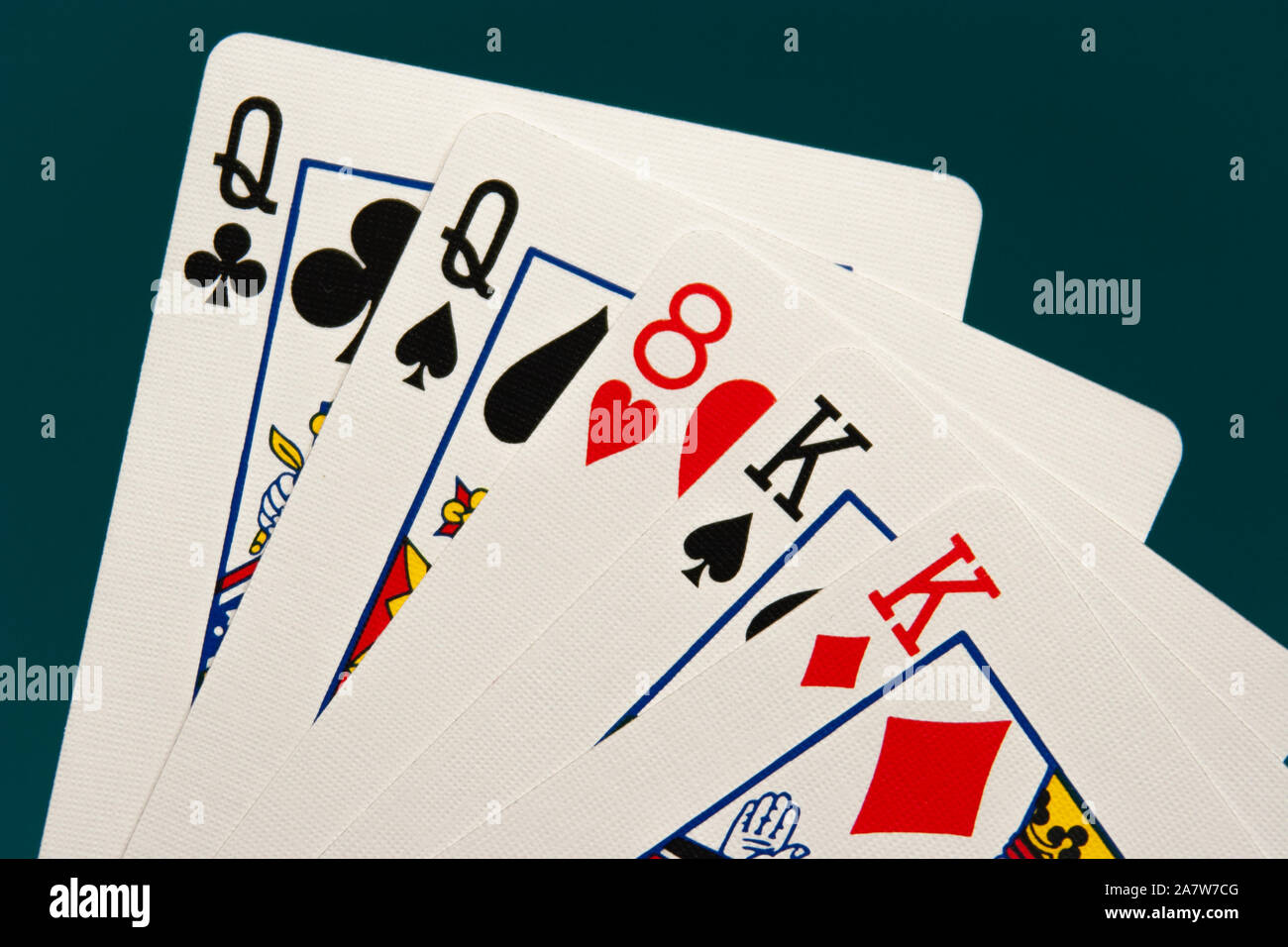 combination of five different play cards Stock Photo