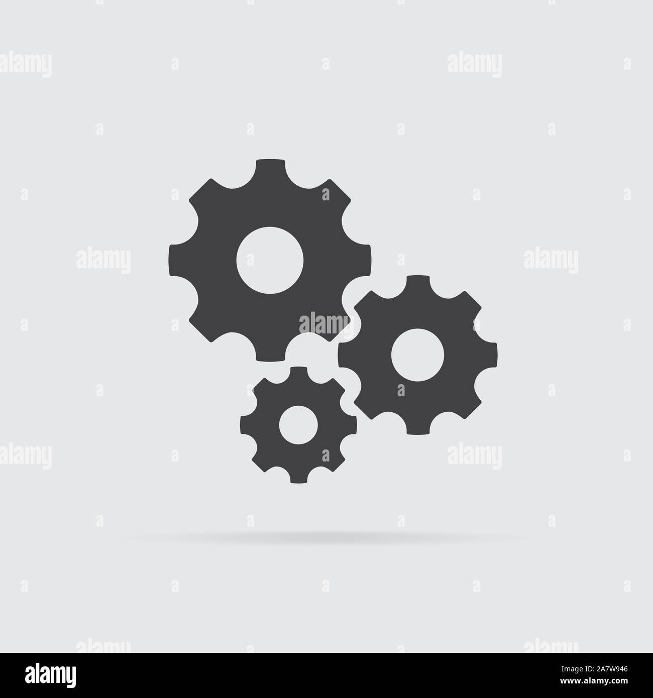 Settings icon in flat style isolated on grey background. For your ...
