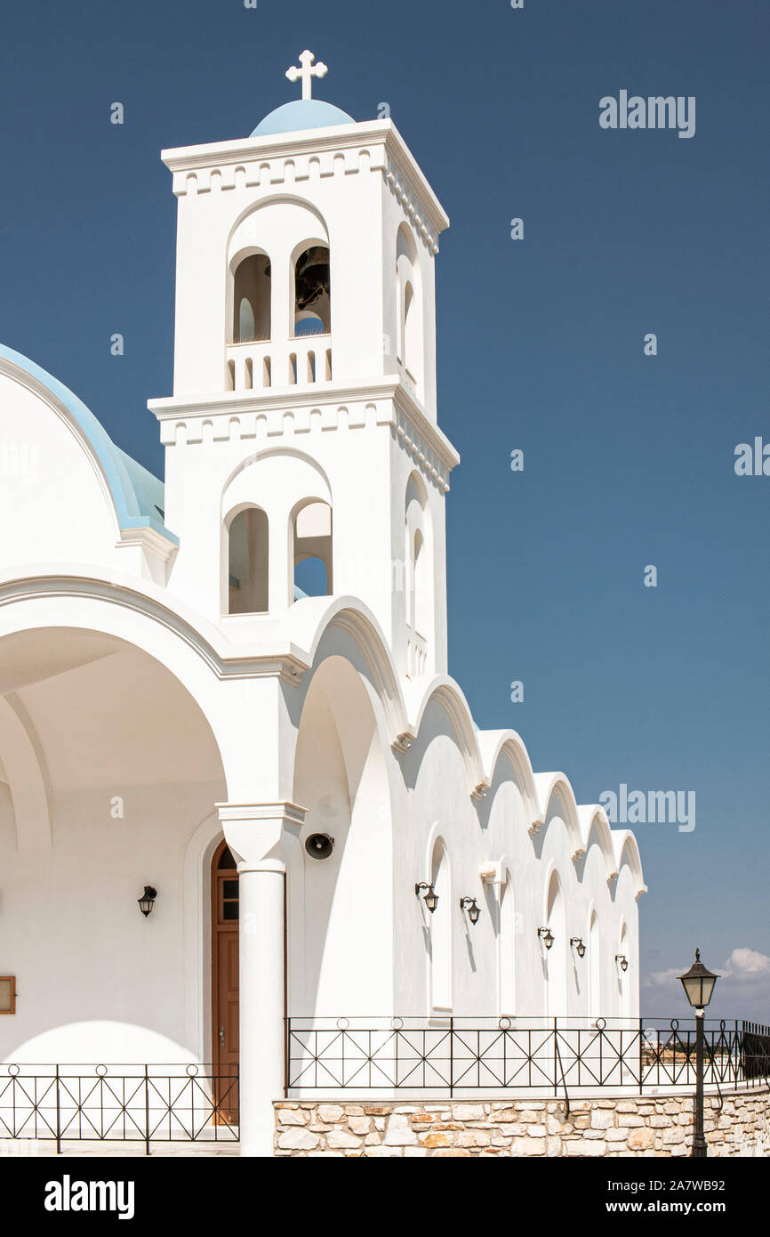White church in Paros island Stock Photo