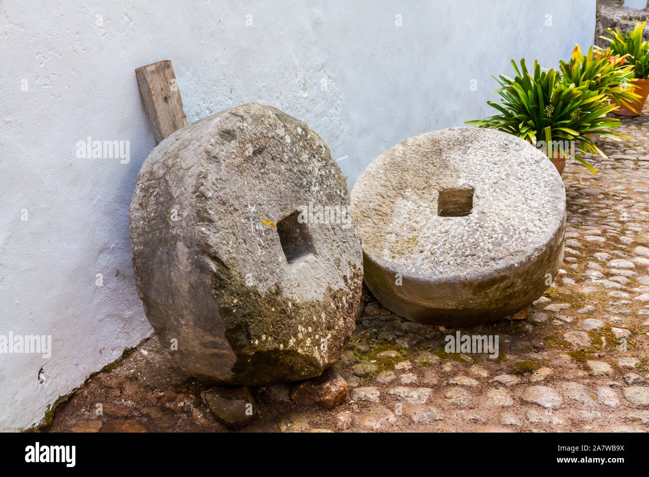 Two old millstones in the serra tramuntana, Mallorca, Spain Stock Photo