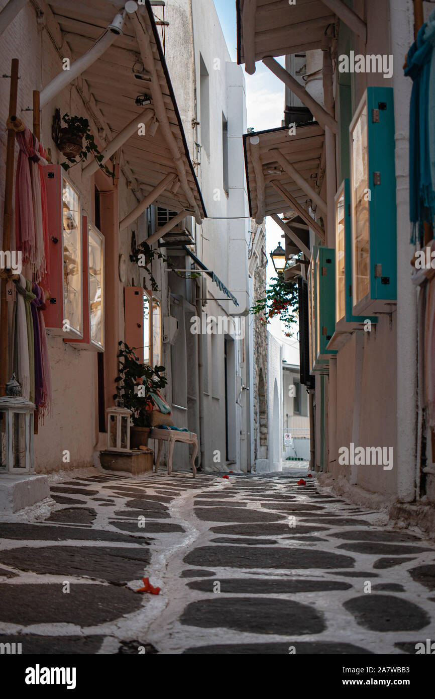 City streets in Paros island Stock Photo