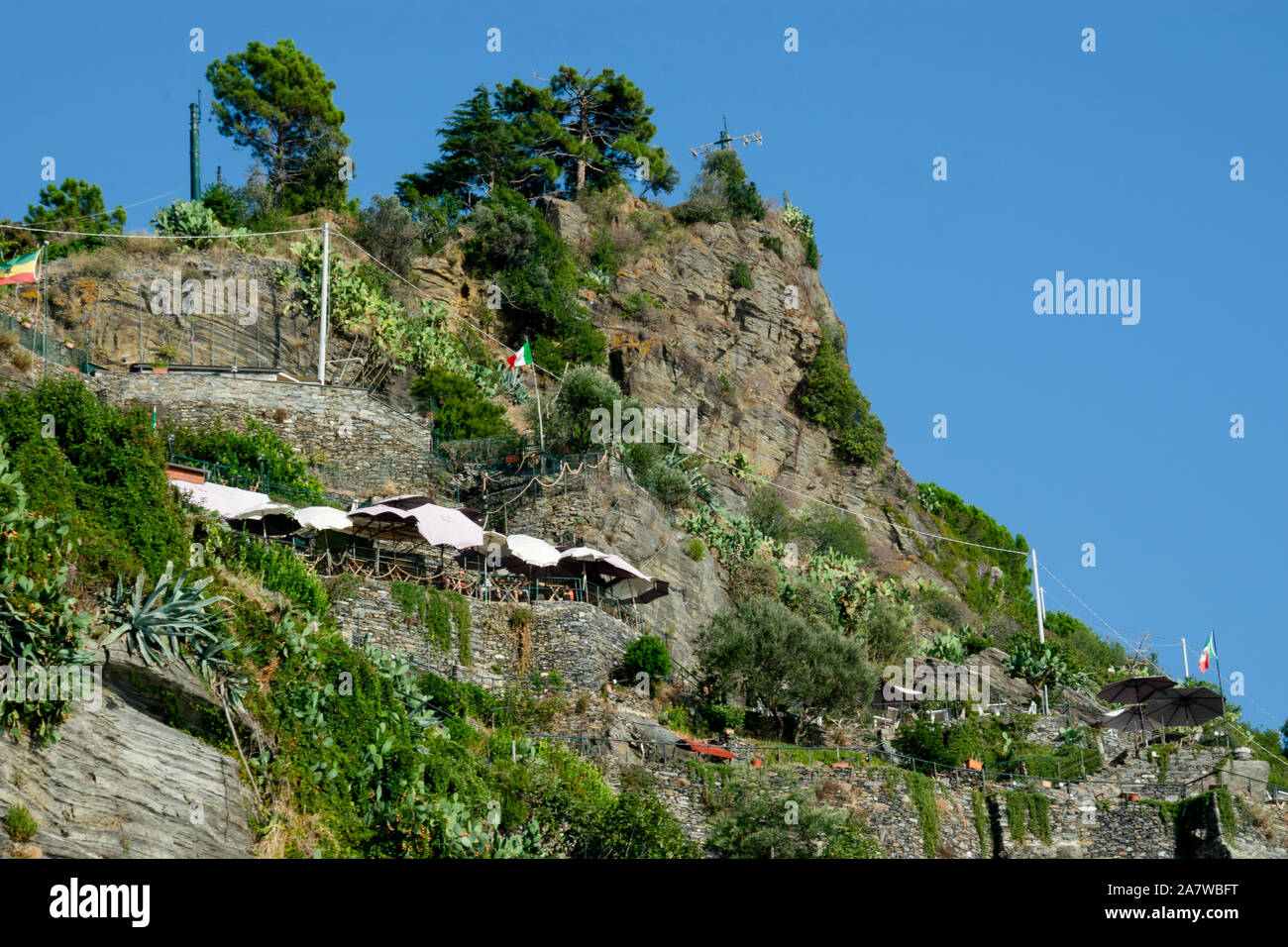 Terrace On The Cliffs Above New Beaches In Vernazza Cinque Terre