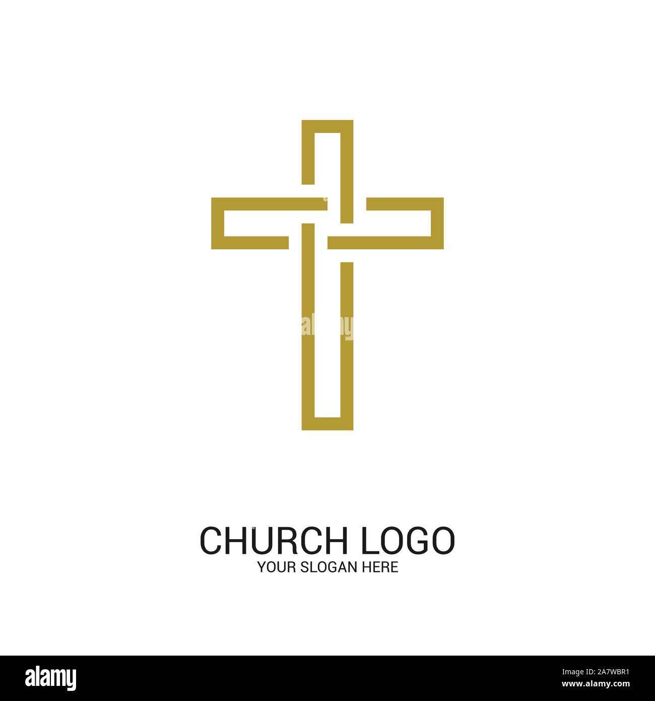 Church logo. Christian symbols. Cross of the Lord and Savior Jesus