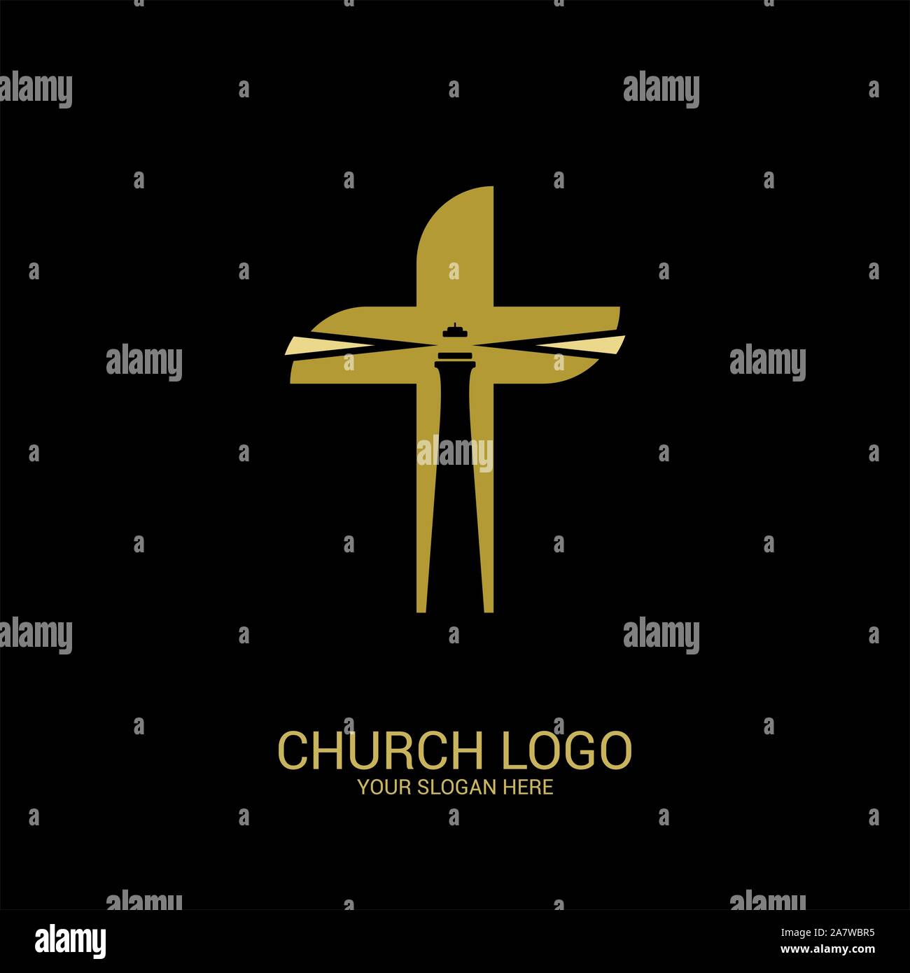 Church logo. Christian symbols. The lighthouse is the light of truth
