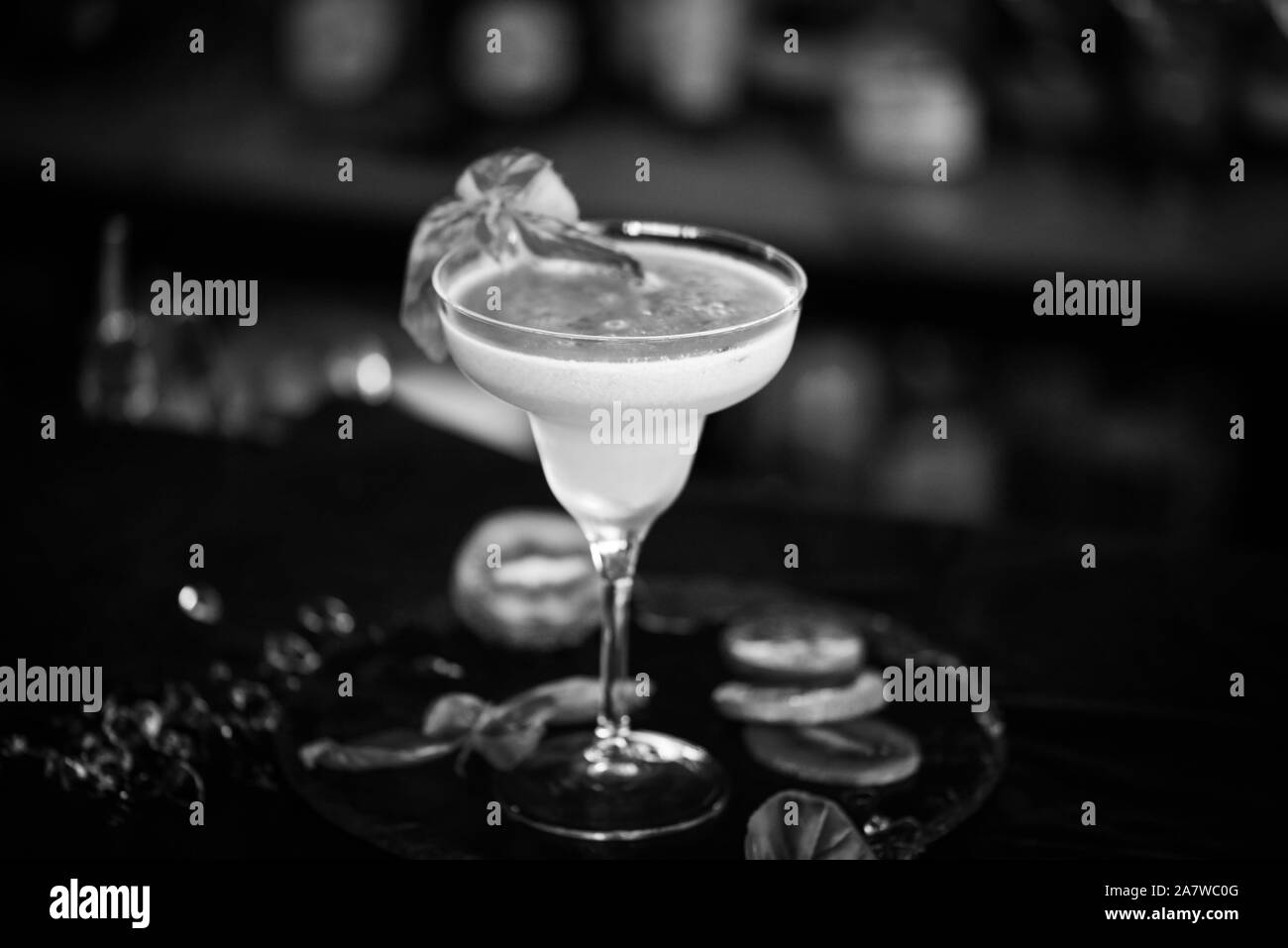 kiwi cooler cocktail with fresh fruits & basil Stock Photo Alamy