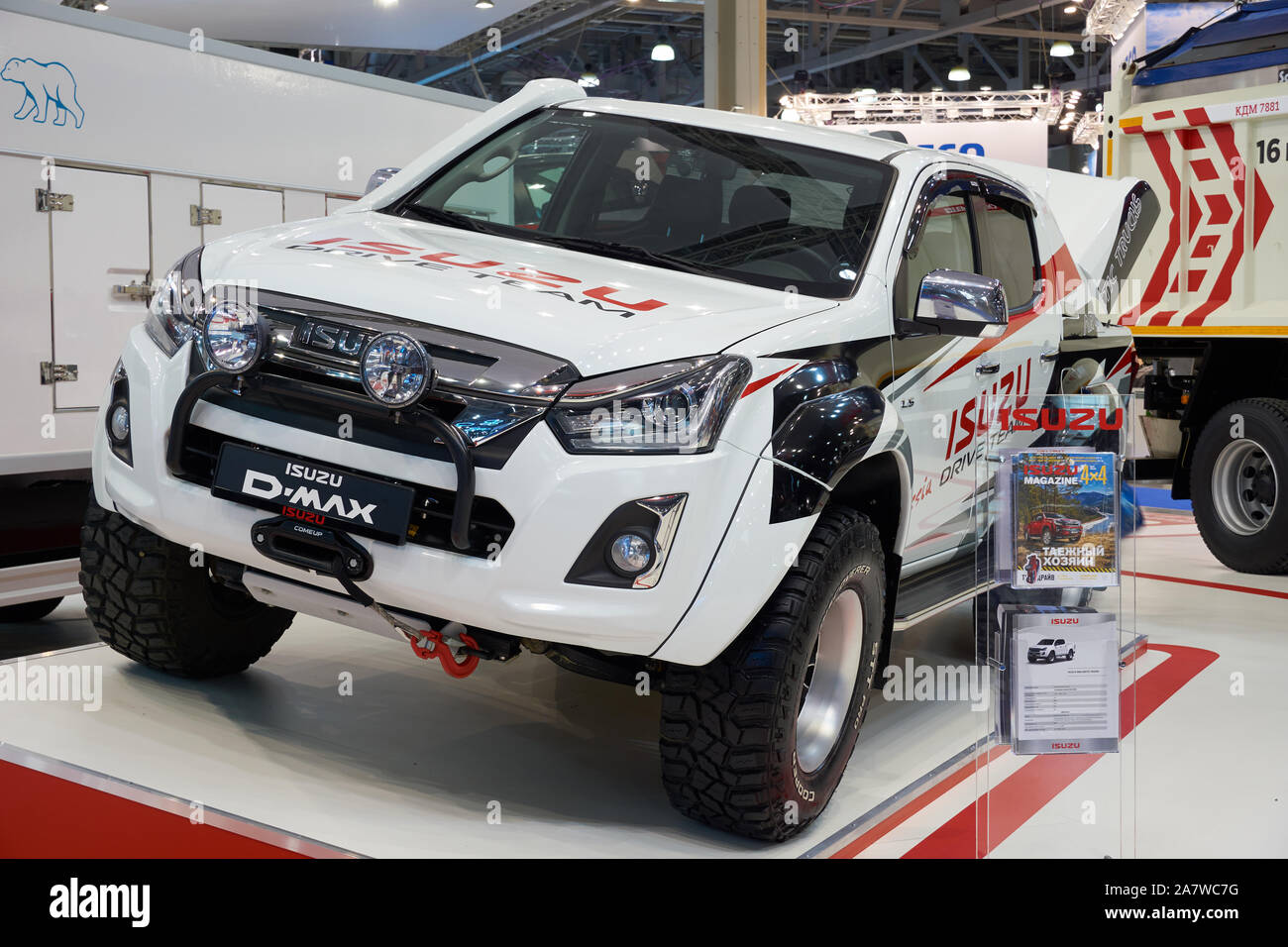 Moscow, Russia - September 05, 2019: International commercial vehicle auto show. Isuzu D-Max arctic truck. Stock Photo