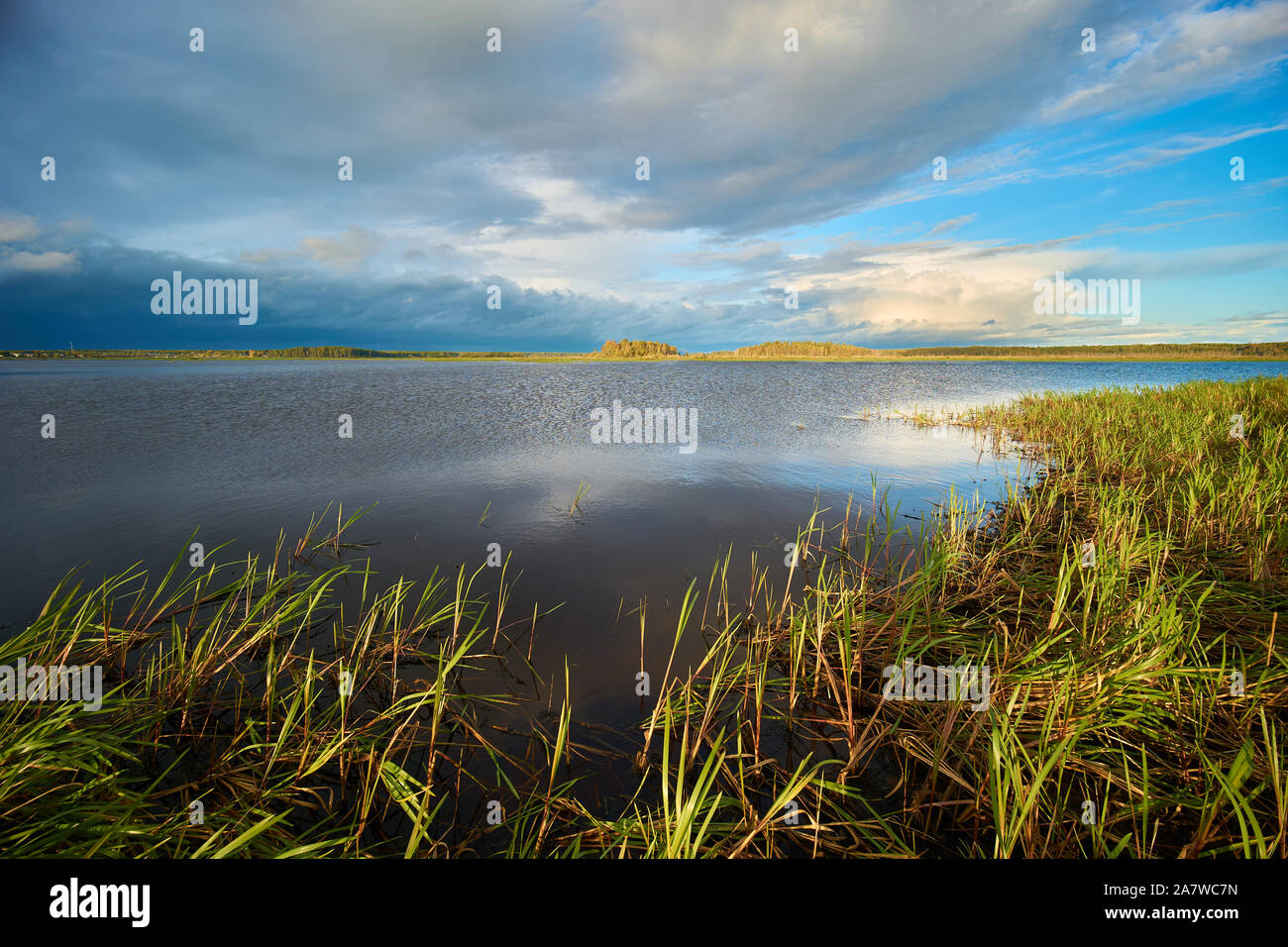 Autumn landscape on Peno lake, Tver oblast, Russia Stock Photo