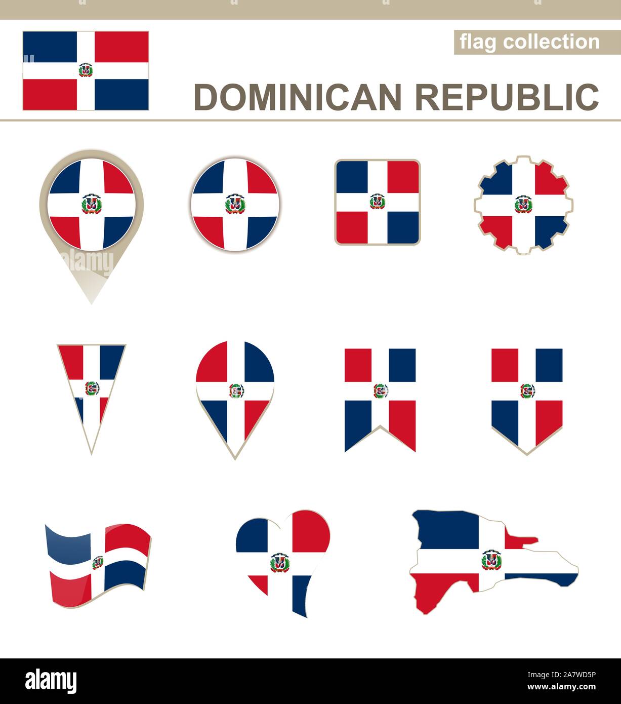 Dominican Republic Flag Collection, 12 versions Stock Vector