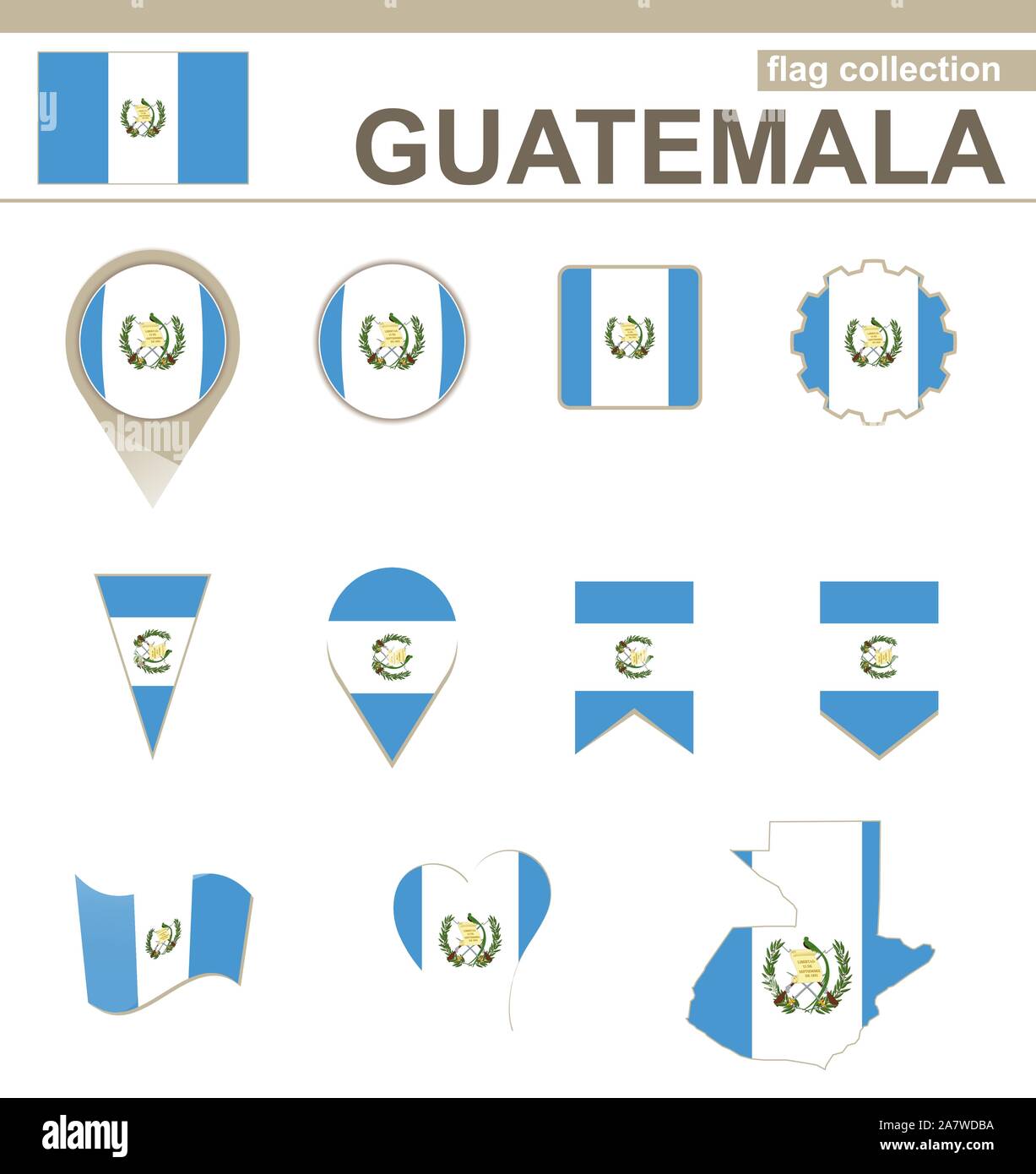 Guatemala Flag Collection, 12 versions Stock Vector