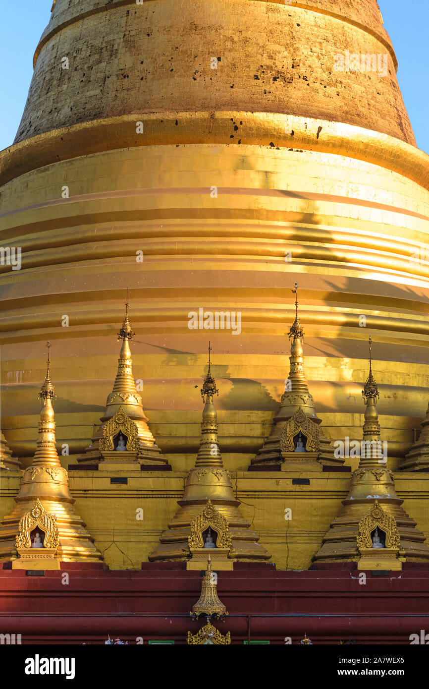 Stupa detail in Swesandaw Pagoda in Taungoo, Myanmar Stock Photo