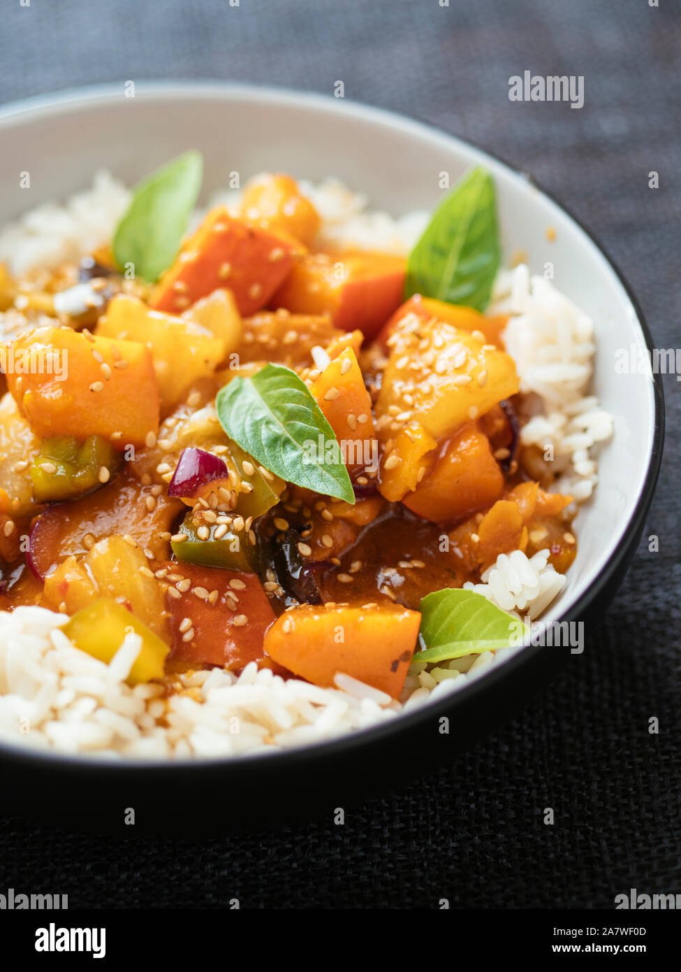 Sweet Sour Winter Squash with Chickun Stock Photo
