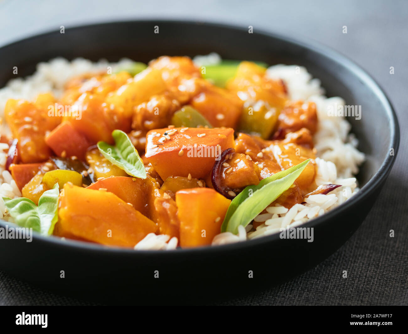 Sweet Sour Winter Squash with Chickun Stock Photo