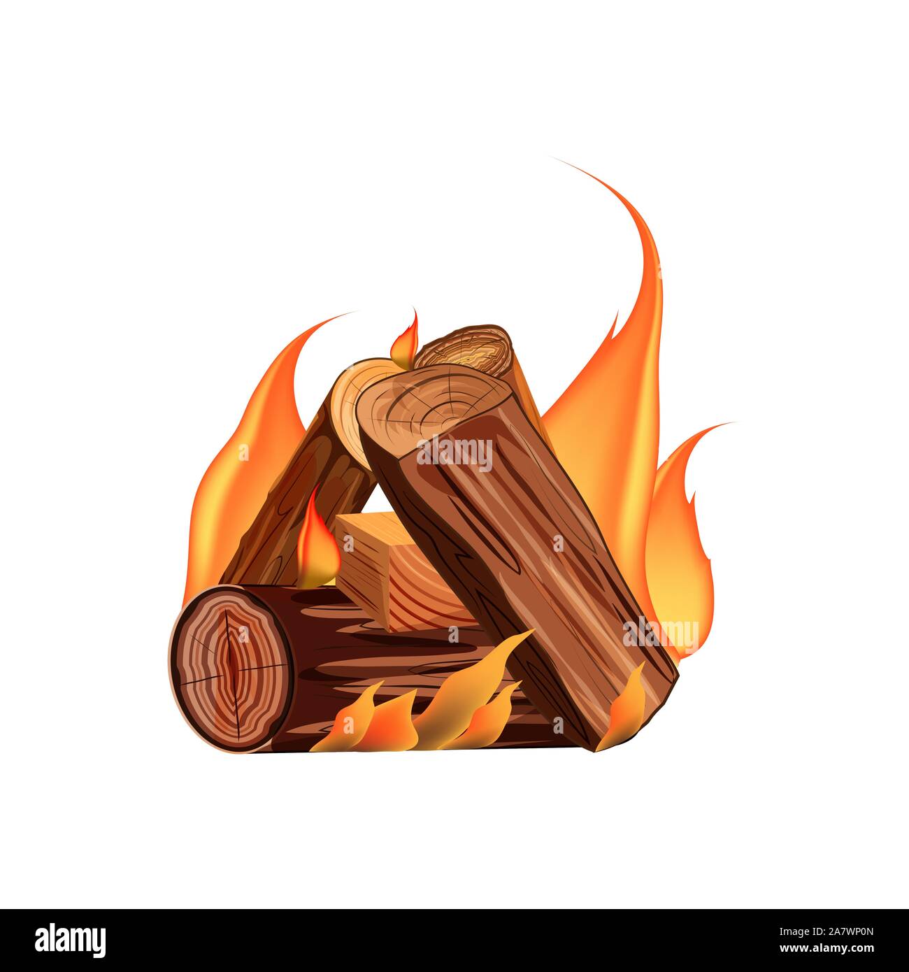 Vector Cartoon Style Illustration Of Bonfire.Burning Woodpile Stock ...