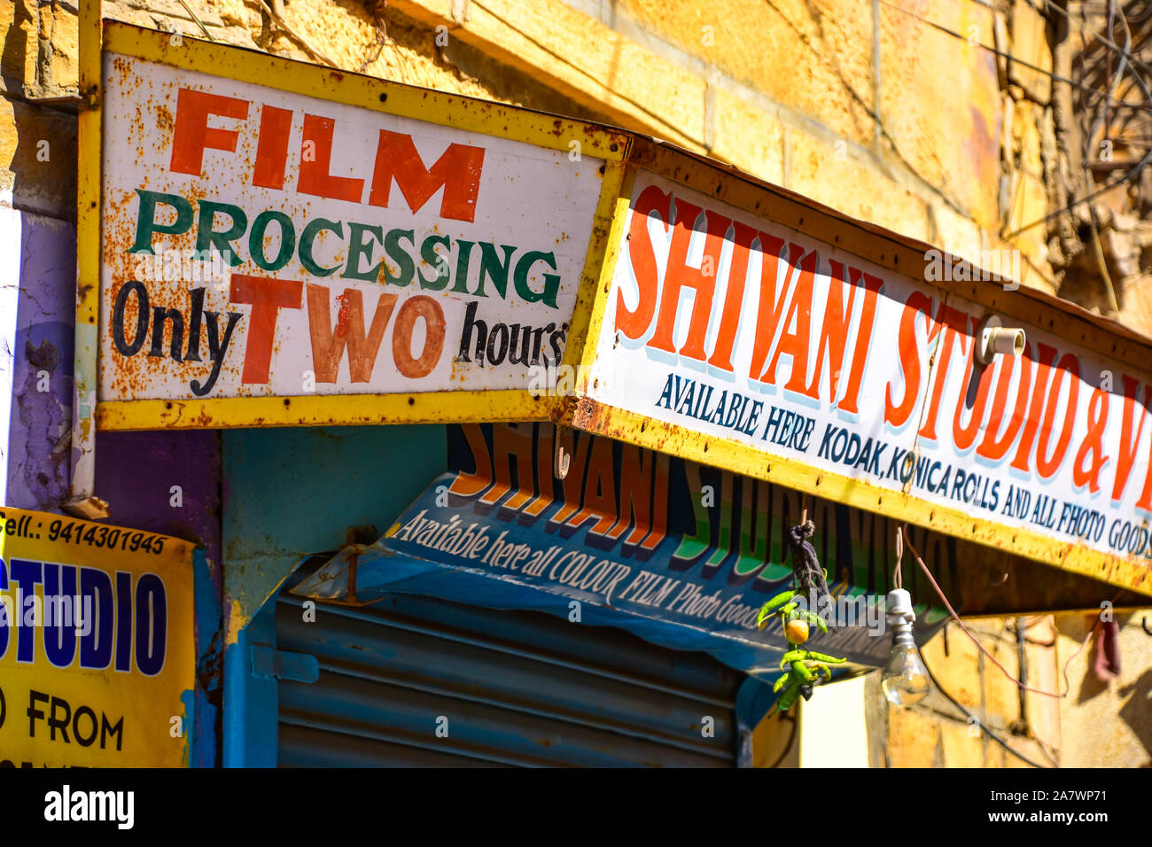 Film Processing, Kodak, Signs, Jaisalmer, Rajasthan, India Stock Photo