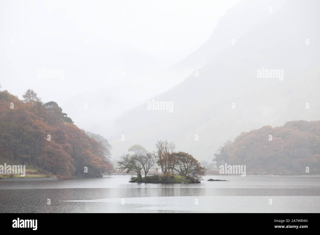 Woodhouse Islands in Crummock Water, in the English Lake District Stock