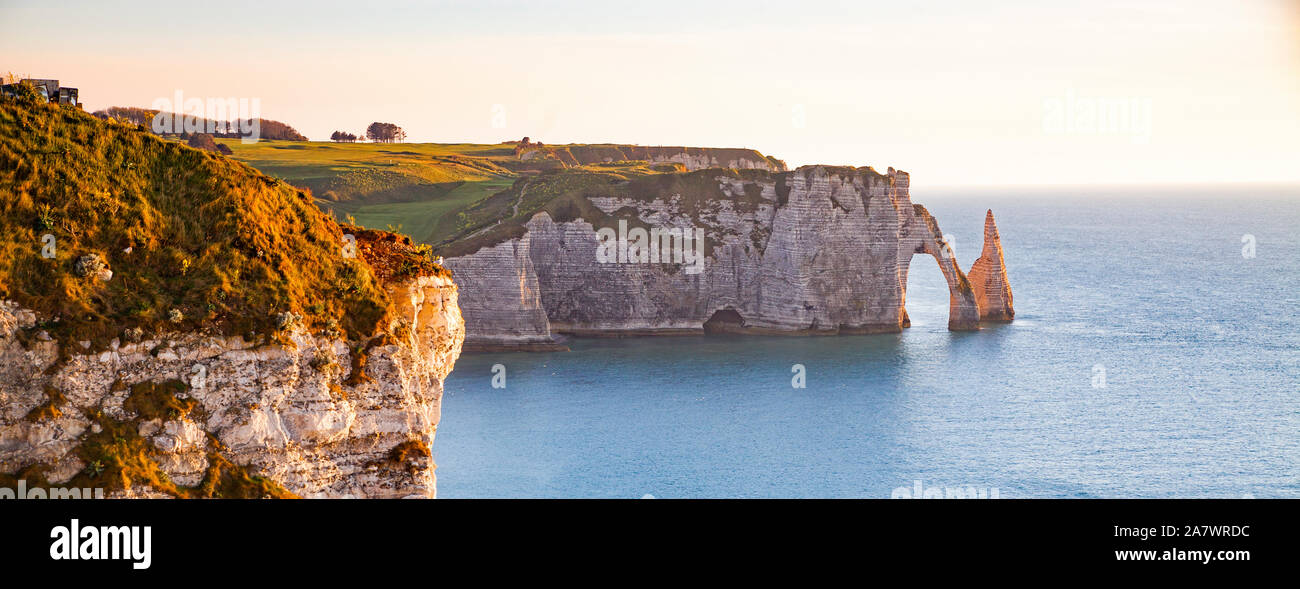 coastal landscape along the Falaise d'Aval the famous white cliffs of ...