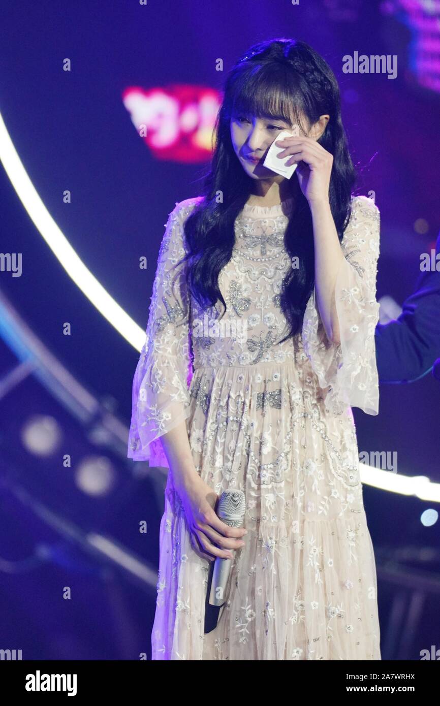 Chinese actress Zheng Shuang performs during her 28th birthday party in