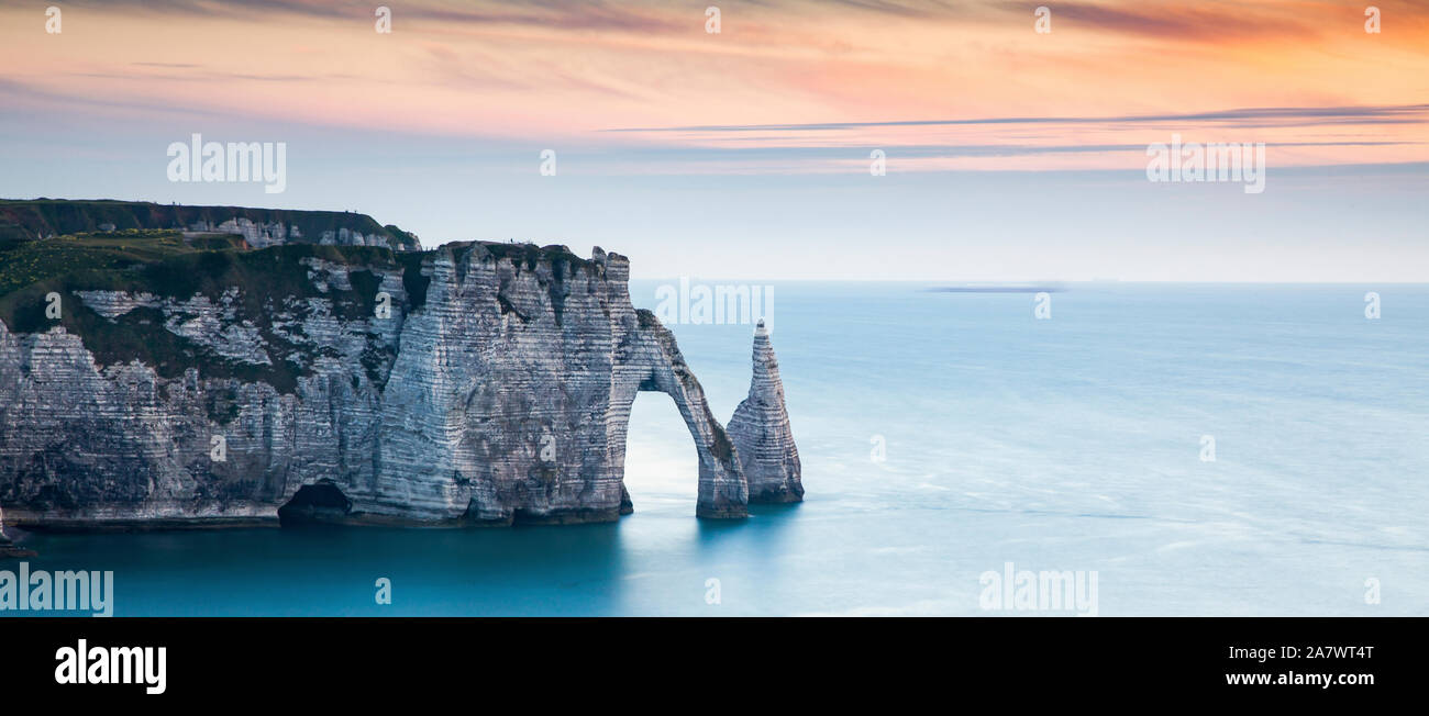 coastal landscape along the Falaise d'Aval the famous white cliffs of ...