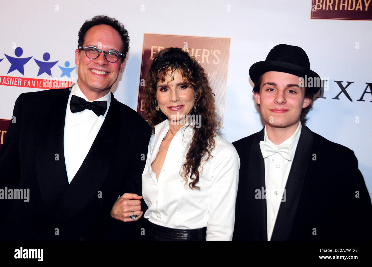 Hollywood, California, USA 3rd November 2019 Actor Diedrich Bader, wife Dulcy Rogers and son Sebastian Bader attend Ed Asner's 90th Birthday Party and Roast on November 3, 2019 at Hollywood Roosevelt Hotel in Hollywood, California, USA. Photo by Barry King/Alamy Stock Photo Stock Photo