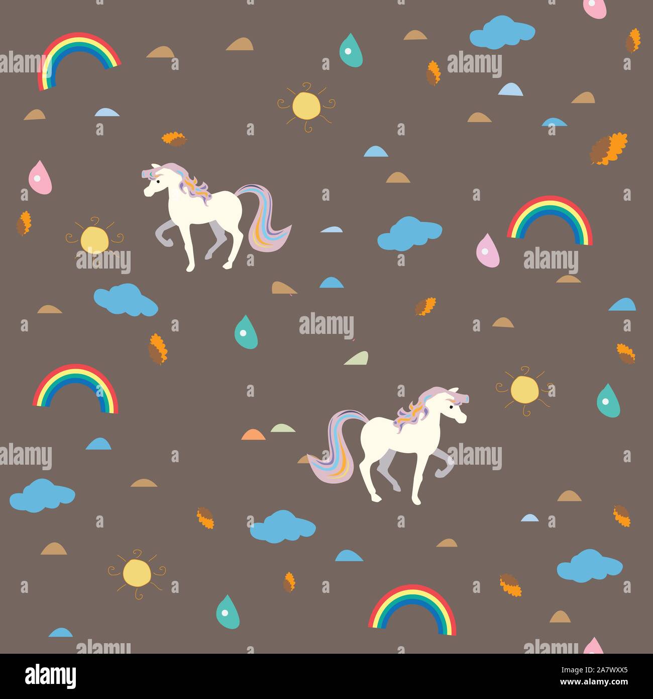 Unicorn Seamless pattern with decorative elements. Vector Illustration ...