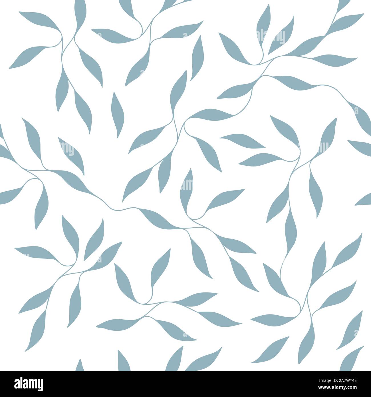 Ornate Small Leaves on Branches Seamless Repeating Pattern Vector Illustration Stock Vector