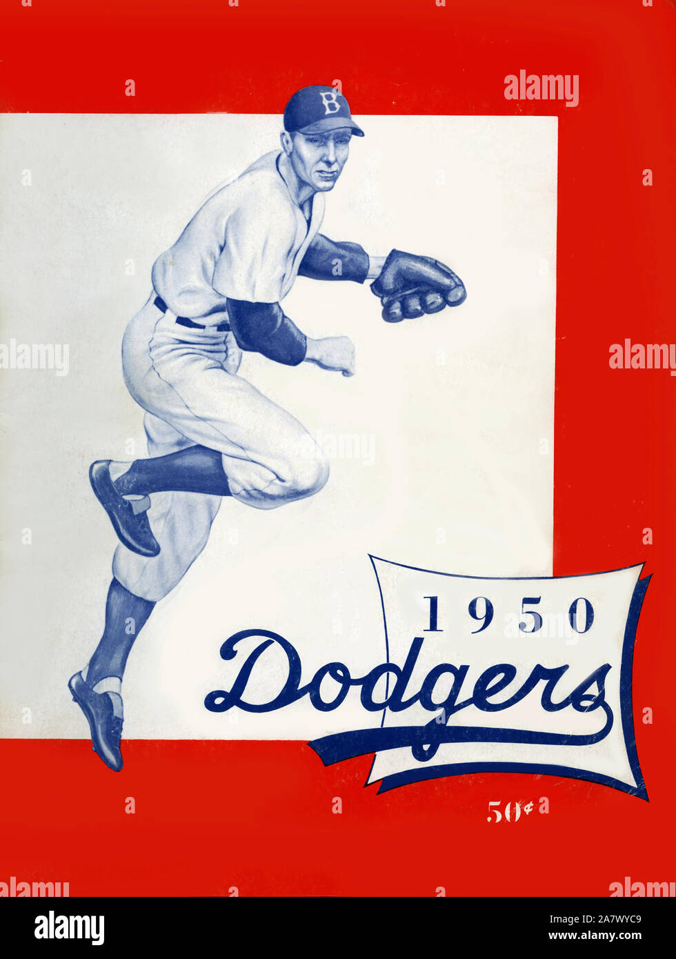 Vintage Brooklyn Dodgers year book souvenir publication circa 1950. Stock Photo