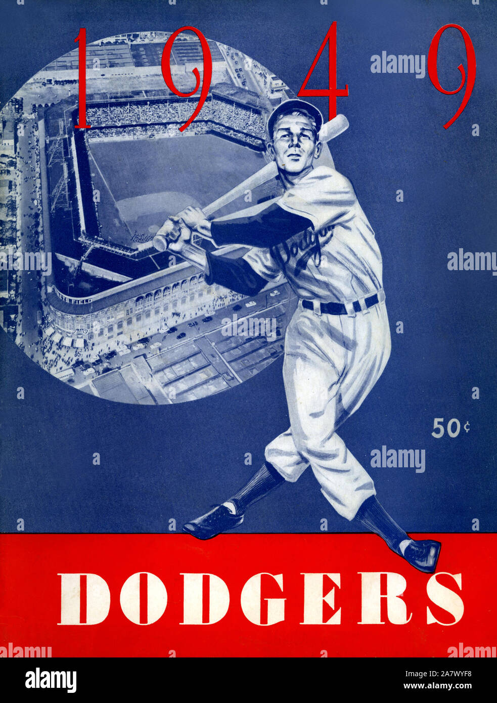 Vintage Brooklyn Dodgers year book souvenir publication circa 1949. Stock Photo
