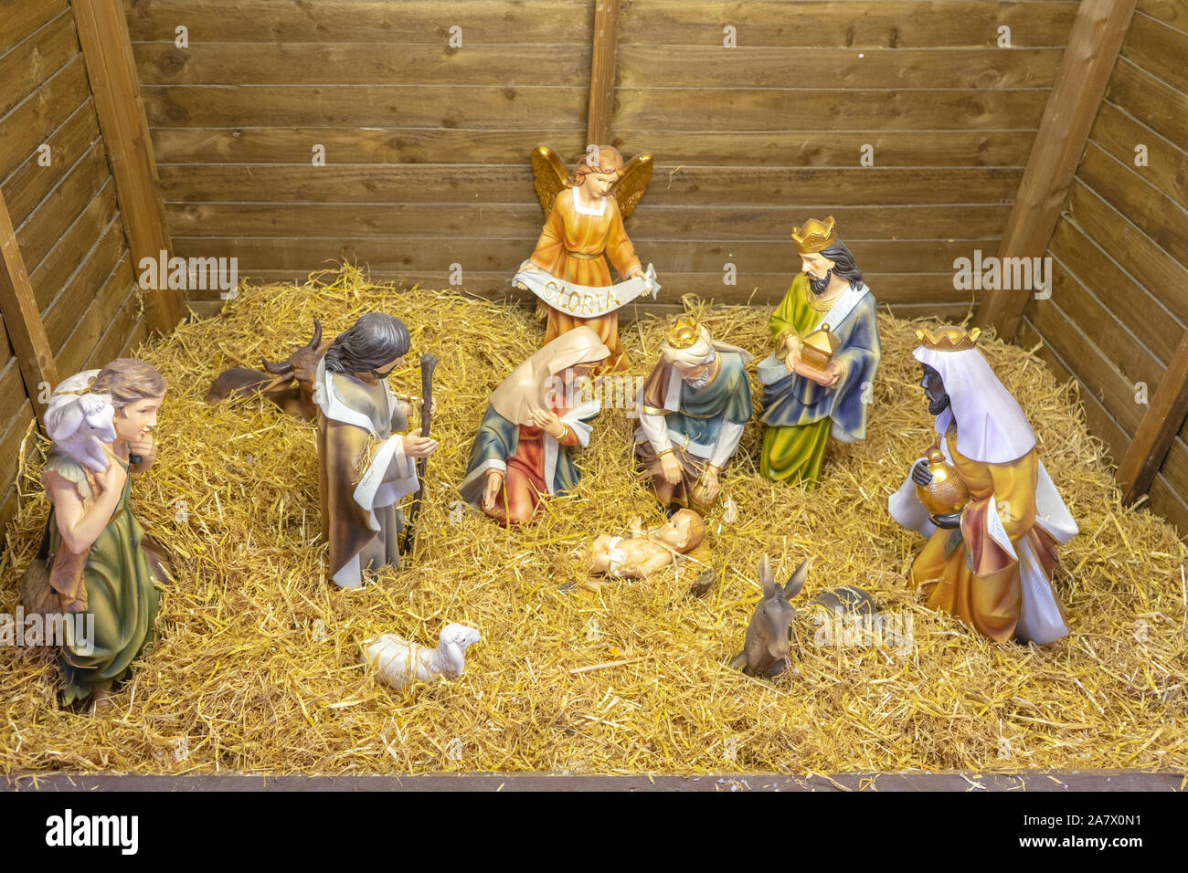 Milton Keynes,December 21,2018.Traditional Christmas display of Jesus