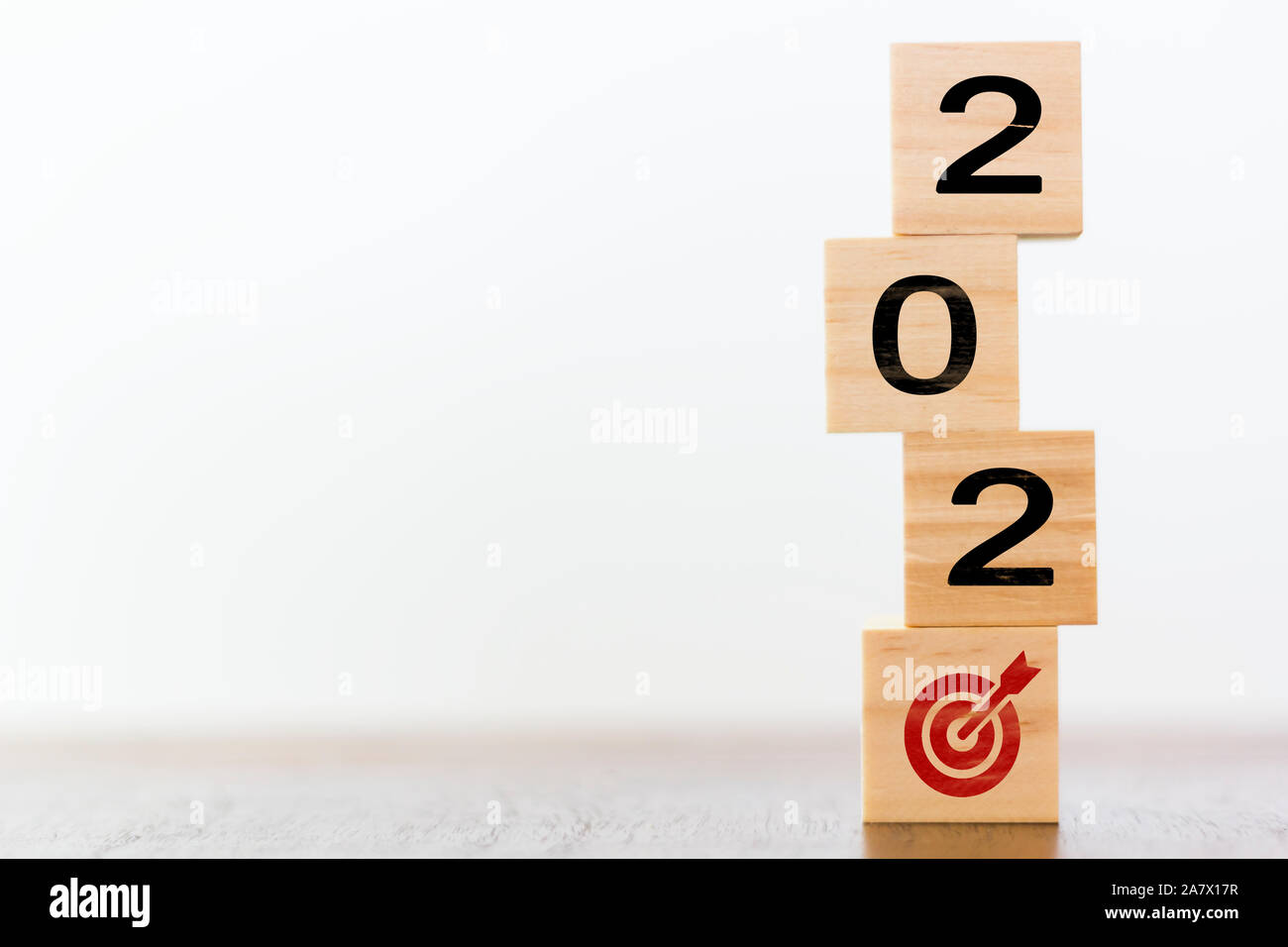2020 on wooden cubes wit Stock Photo
