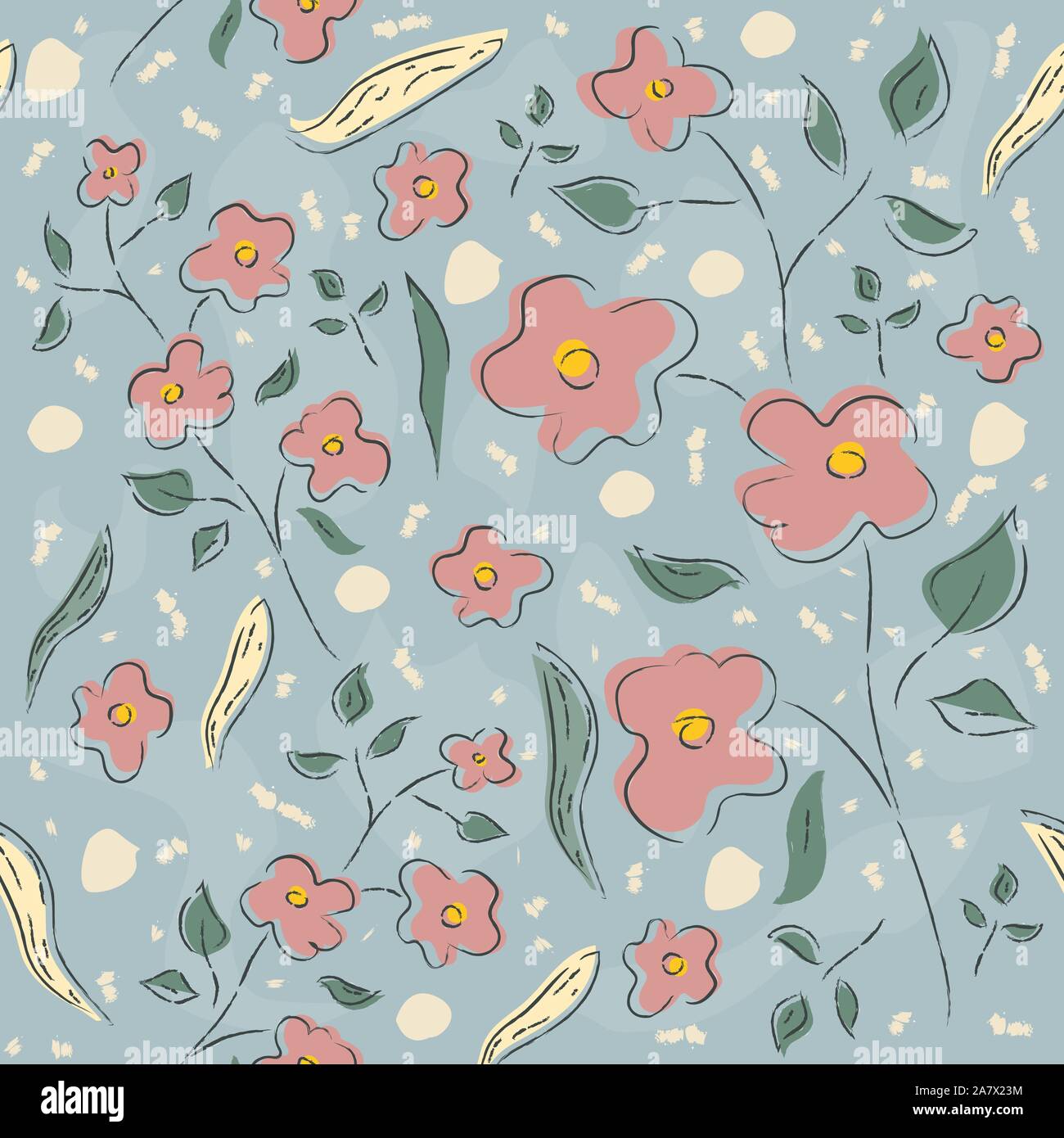 Floral Seamless Pattern. Hand Drawn. Vector Illustration Stock Vector ...