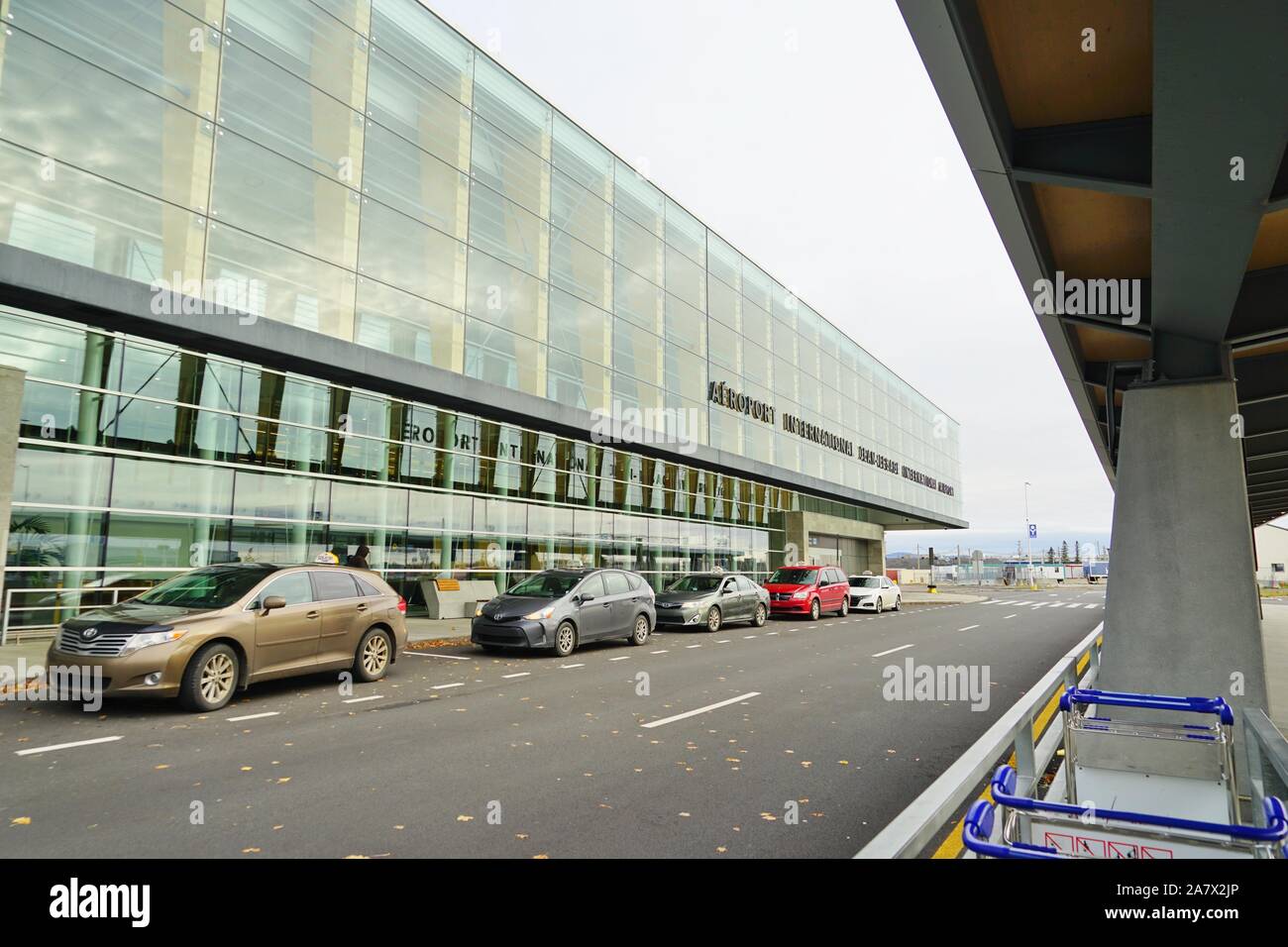 QUEBEC CITY, CANADA -2 NOV 2019- View of the Jean Lesage International Airport (YQB) in Quebec City, Canada. Stock Photo