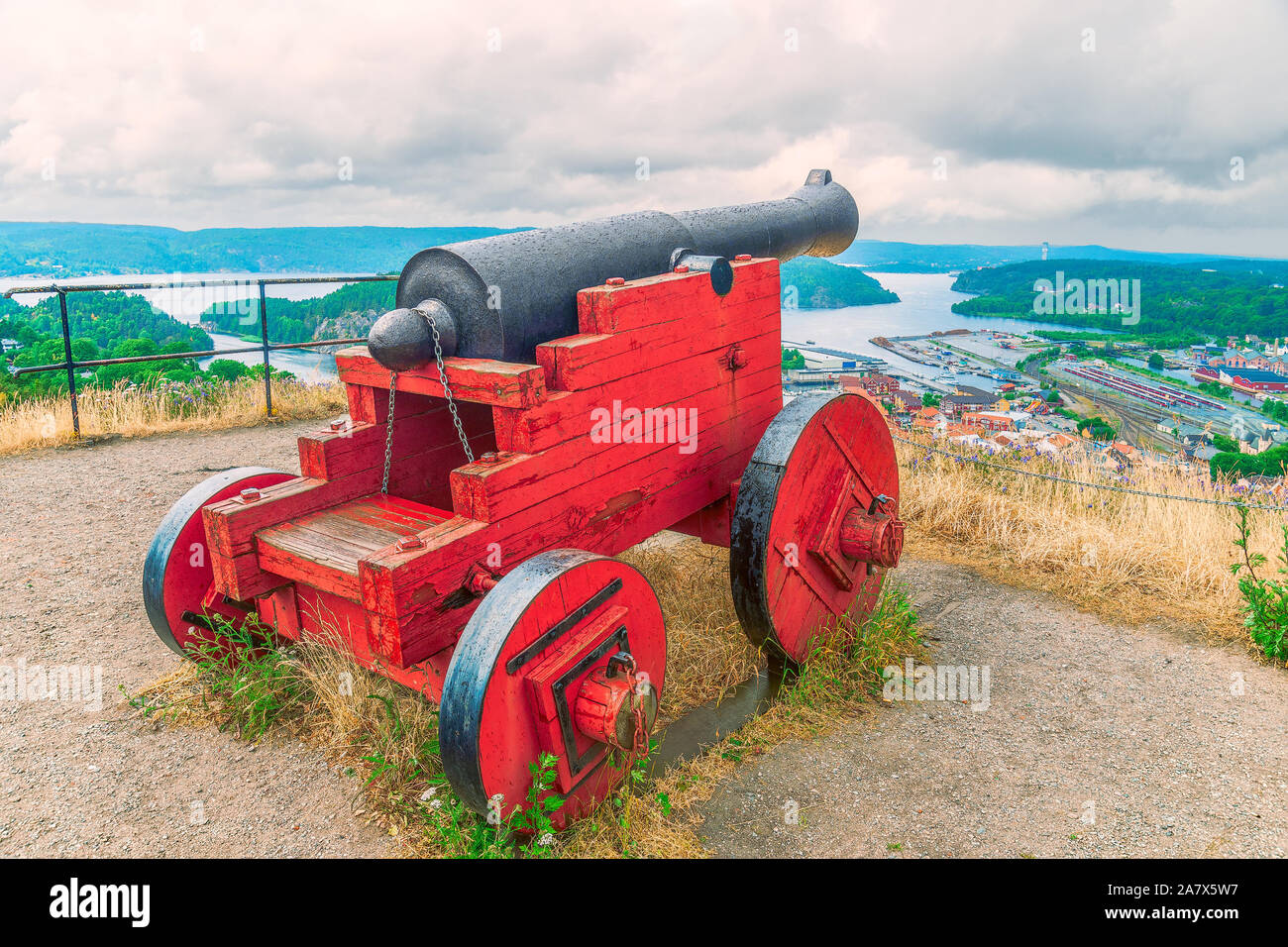 The old cannon in Fredriksten fortress near the town of Halden. Norway Stock Photo