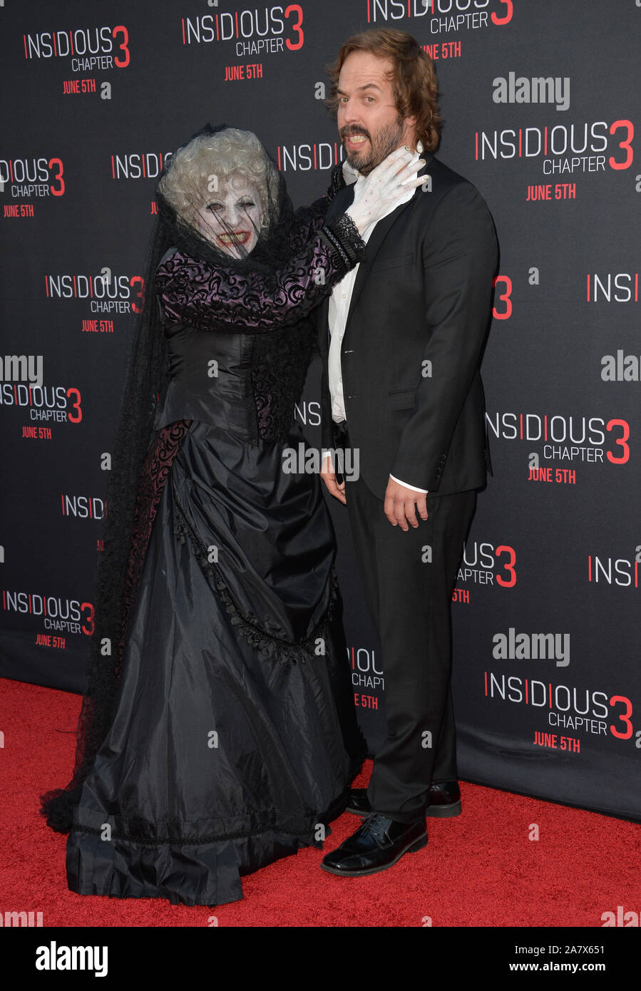 LOS ANGELES, CA - JUUNE 5, 2015: Angus Sampson & The Black Bride at the world premiere of their movie Insidious Chapter 3 at the TCL Chinese Theatre, Hollywood. © 2015 Paul Smith / Featureflash Stock Photo