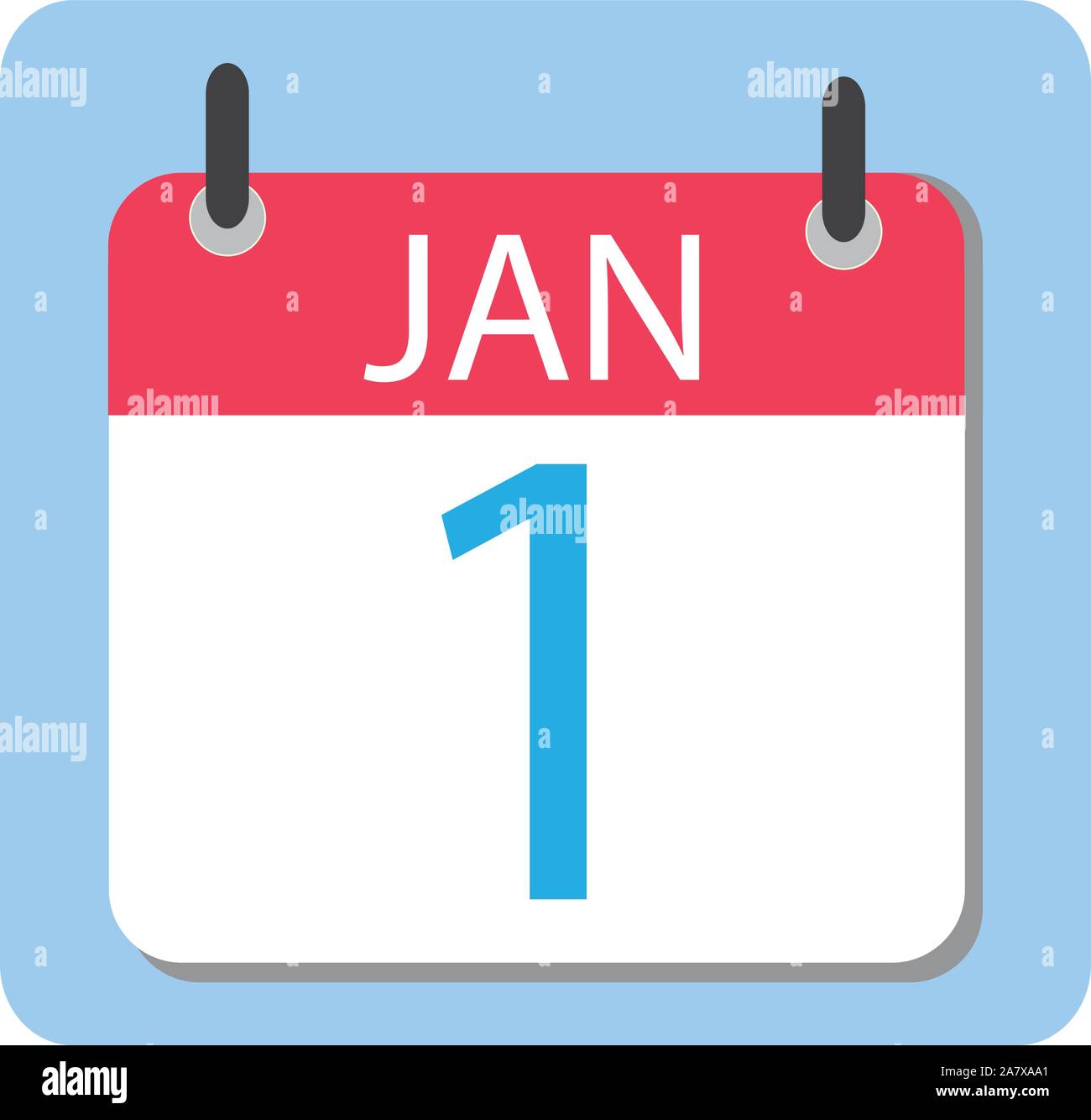 1 January Calendar. Red Calendar icon. New Year sign. flat style Stock