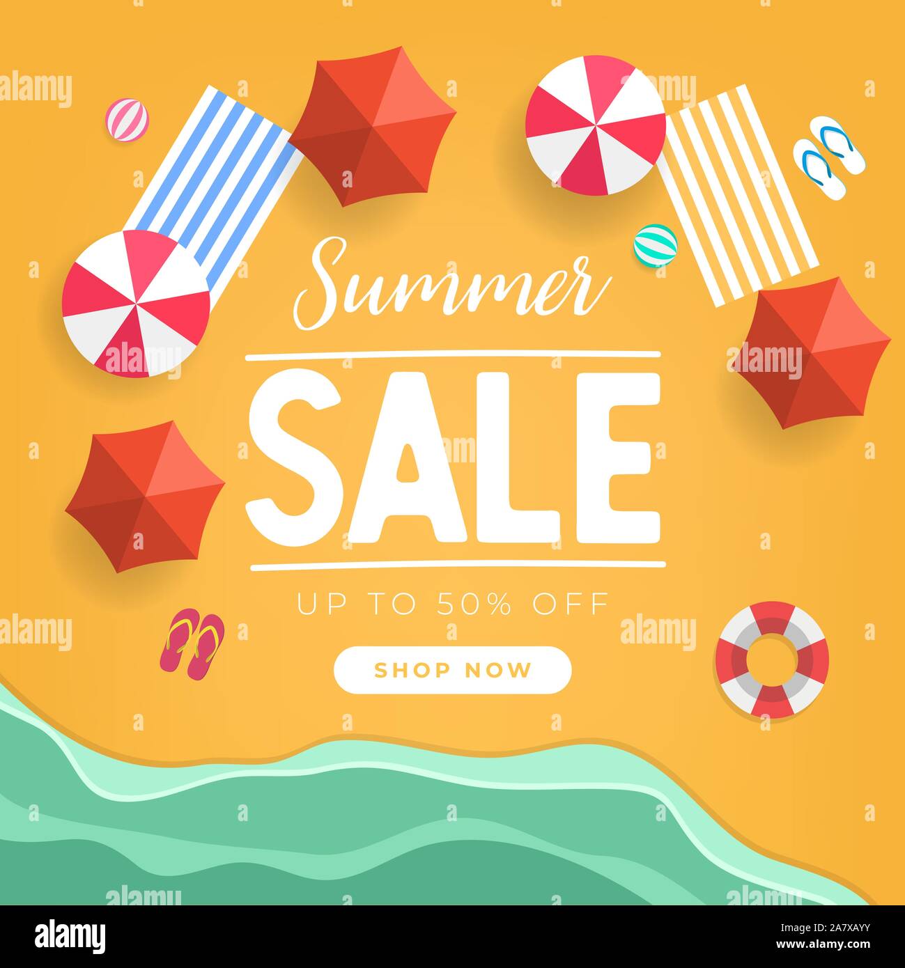 Summer sale tropical beach top view banner template Stock Vector Image ...